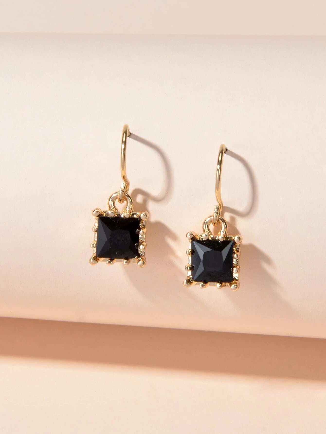 Dainty Black Acrylic Square Cute Drop Earrings Women Girls Teens Jewellery Gift