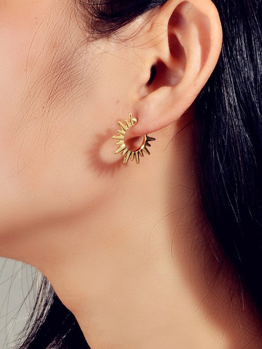 Punk Jewellery Gold Metal Spike Small Hoop Earrings Women Party Accessories Gift