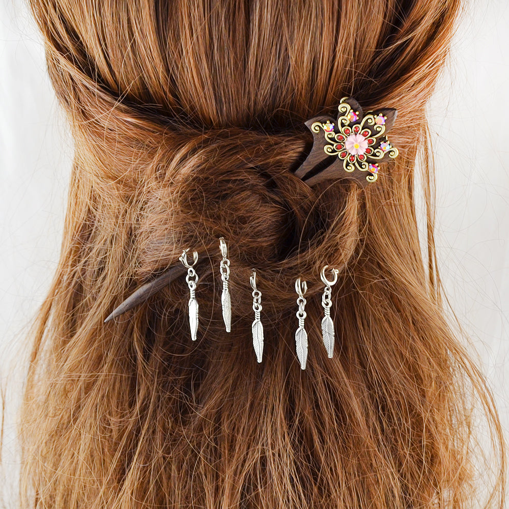 5 pcs Boho Chic Silver Leaf Starfish Shell Hair Claws Tribal Ethnic Accessories