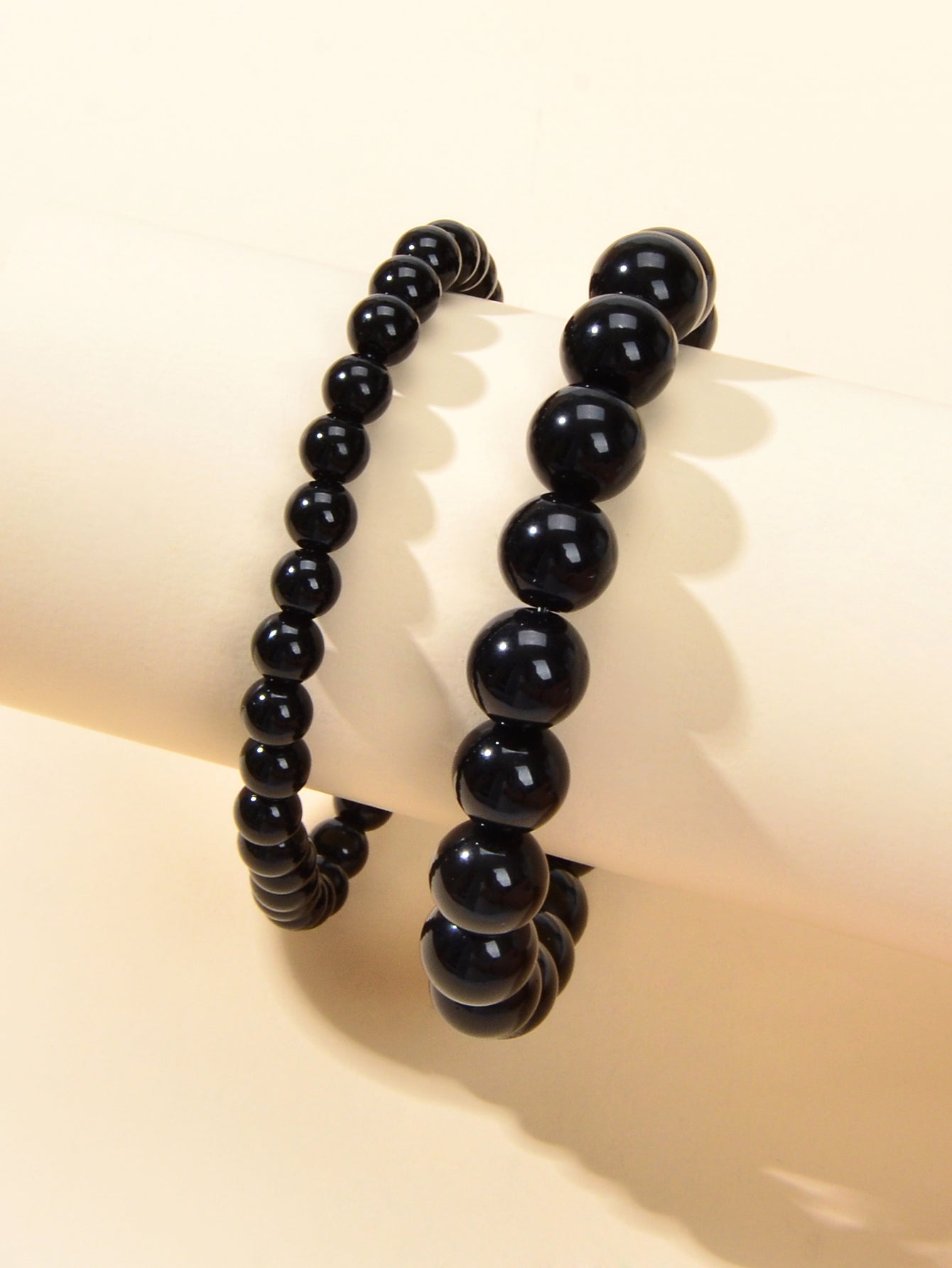 2pcs Traditional Ethnic Jewellery Handmade Black Beads Elastic Teenager Bracelet