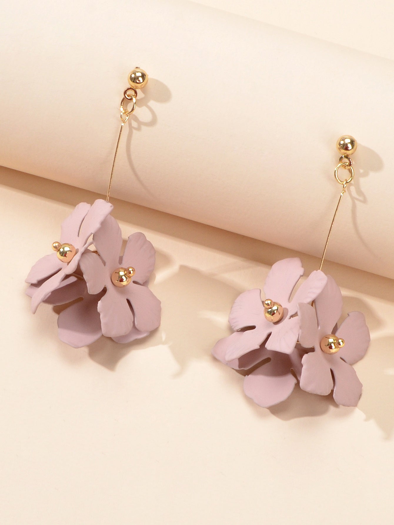 Female Jewelry Trendy Pink Yellow Flower Drop Dangle Pendant Earrings for Women