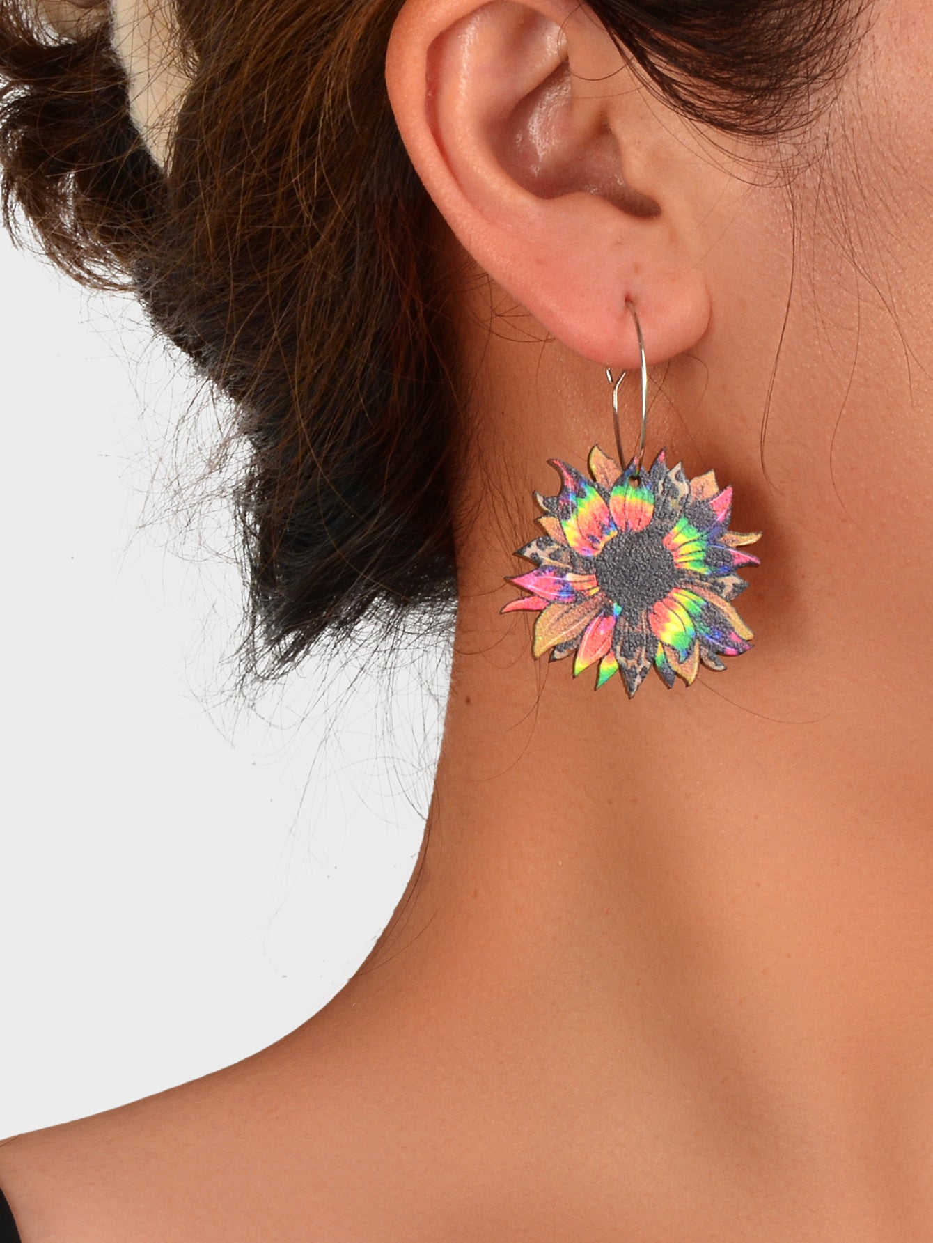 Colourful Sunflower Earrings Bohemian Summer Trendy Wooden Daisy Flower Jewelry