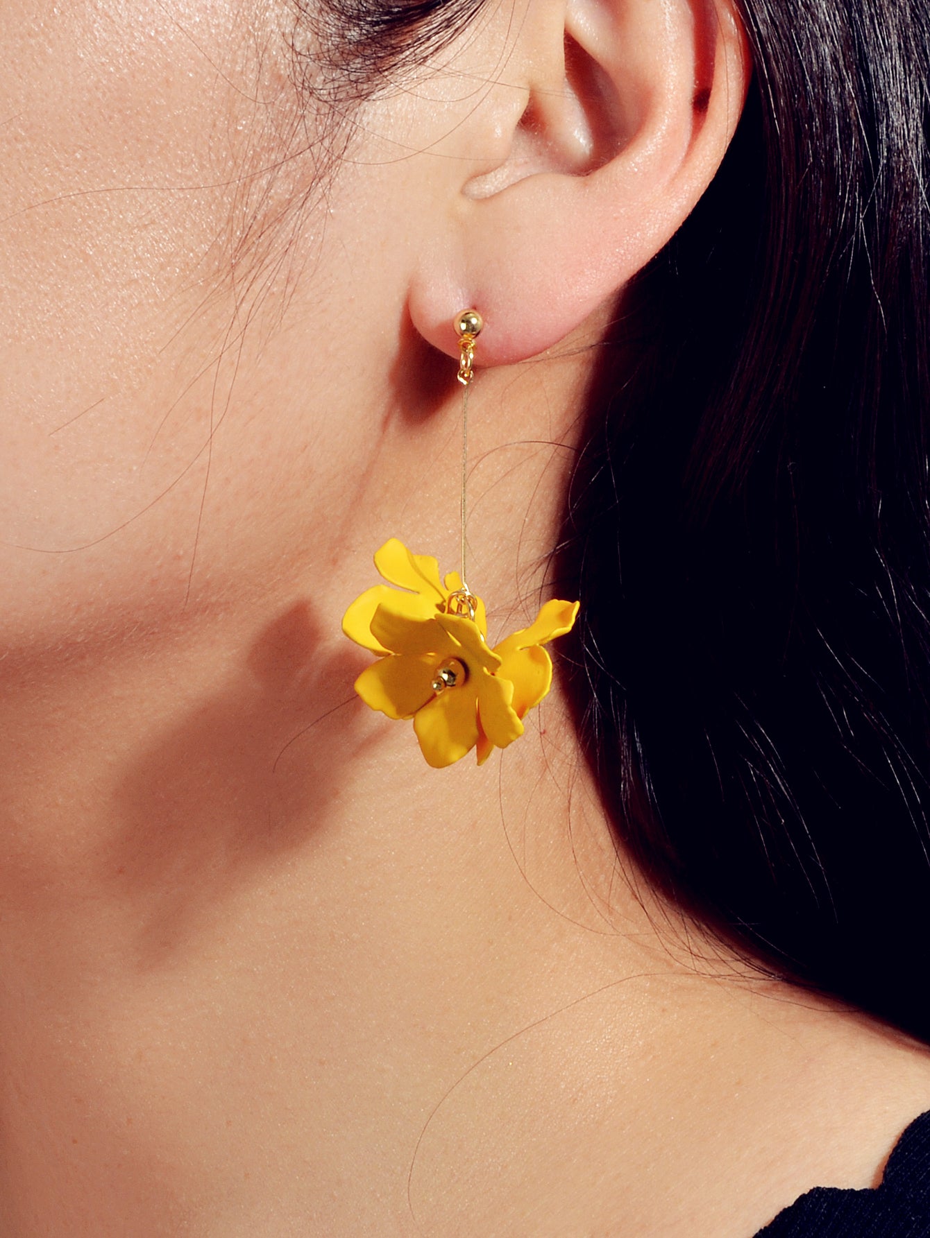 Female Jewelry Trendy Pink Yellow Flower Drop Dangle Pendant Earrings for Women