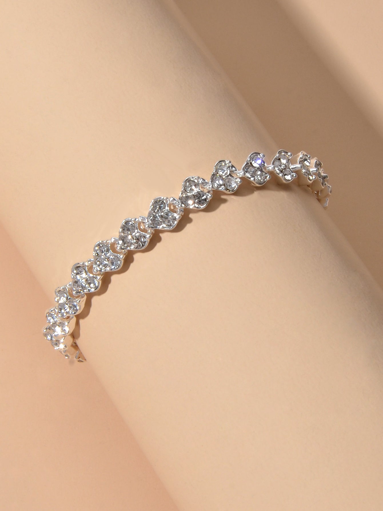 Feelontop Heart Jewellery Silver Chain Cubic Zirconia Tennis Collection Bracelet