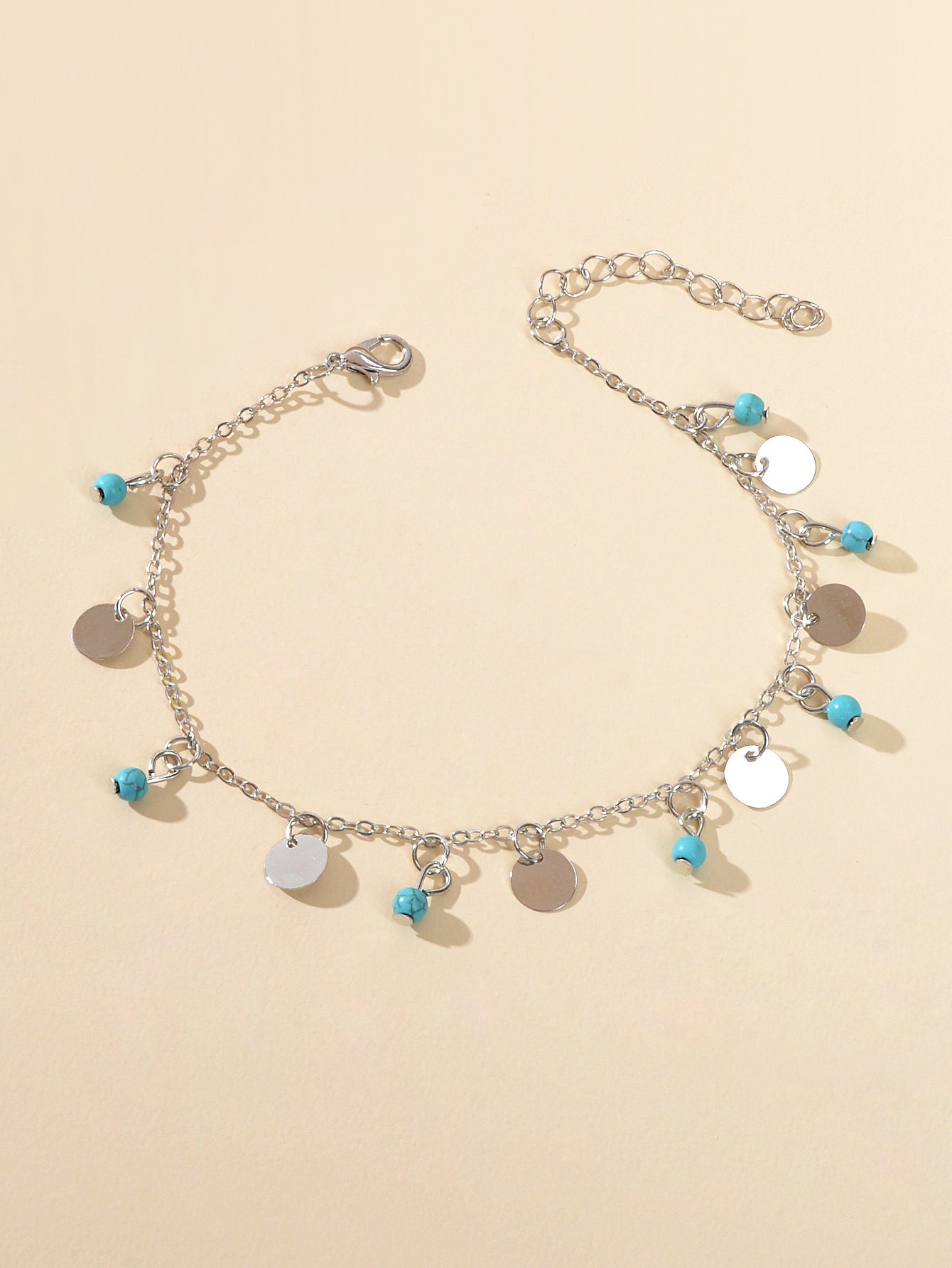 1pc Foot Beach Jewellery Silver Chain Disc Turquoise Charm Women Anklet Bracelet