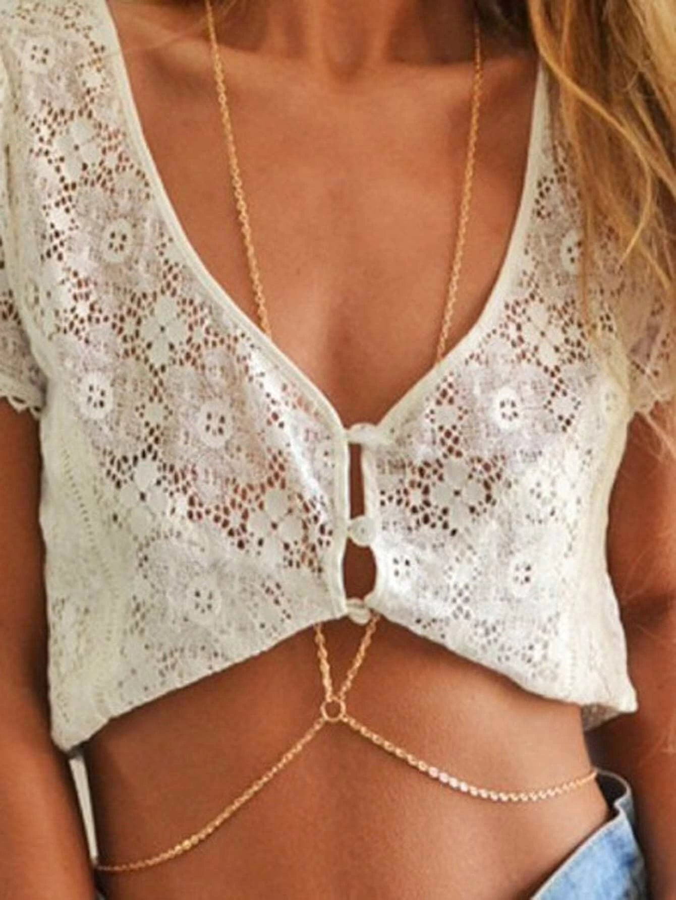 Beach Style Simple Solid Minimalist Waist Link Body Chain Belly Necklce Jewelry