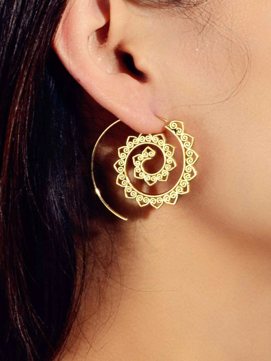 Boho Chic Gold Hollow out Geometric Hoop Earrings Fashion Party Accessories Gift