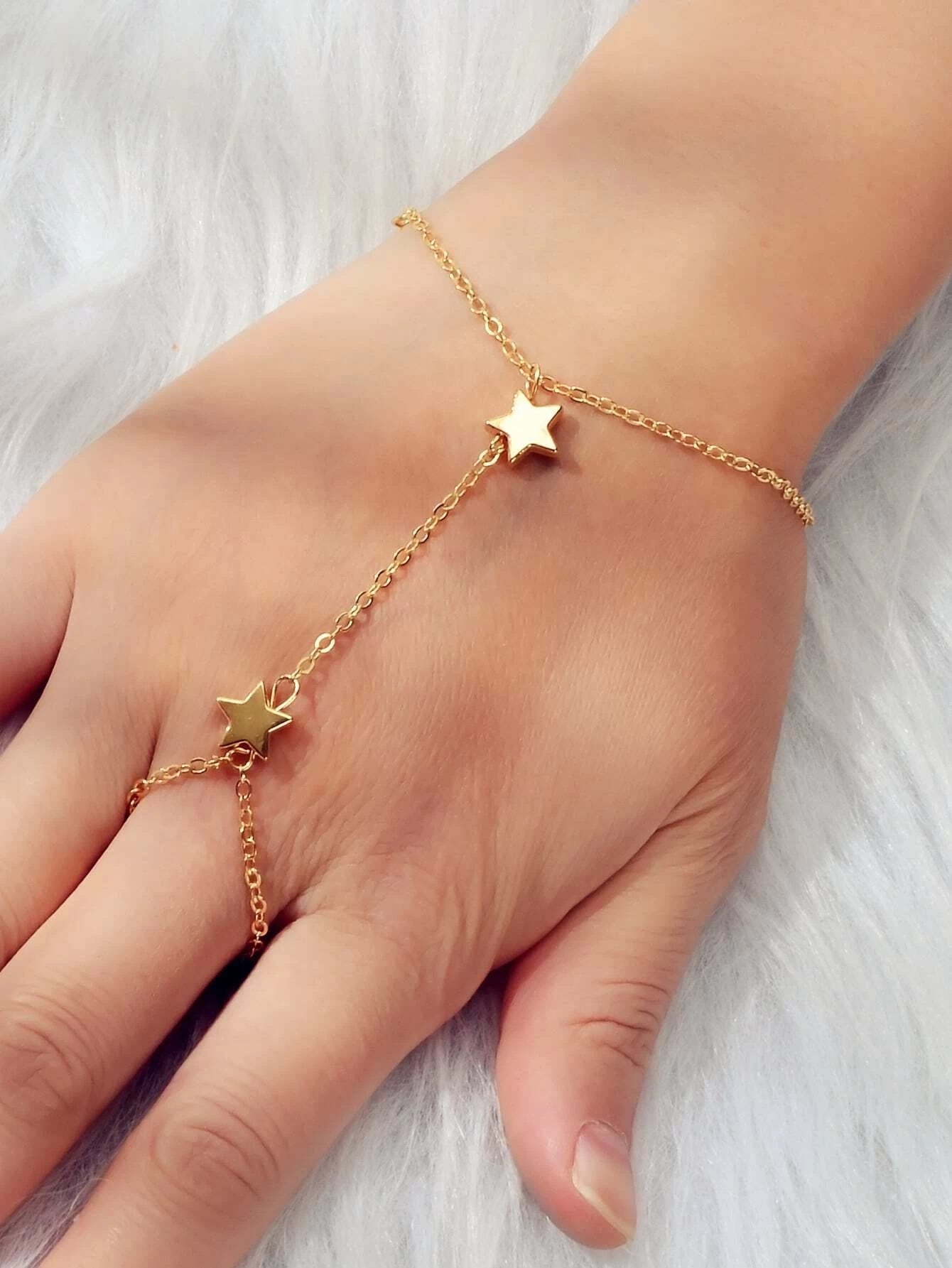 Fashion Jewellery Gold Chain Star Slave Bracelet with Finger Women Accessories