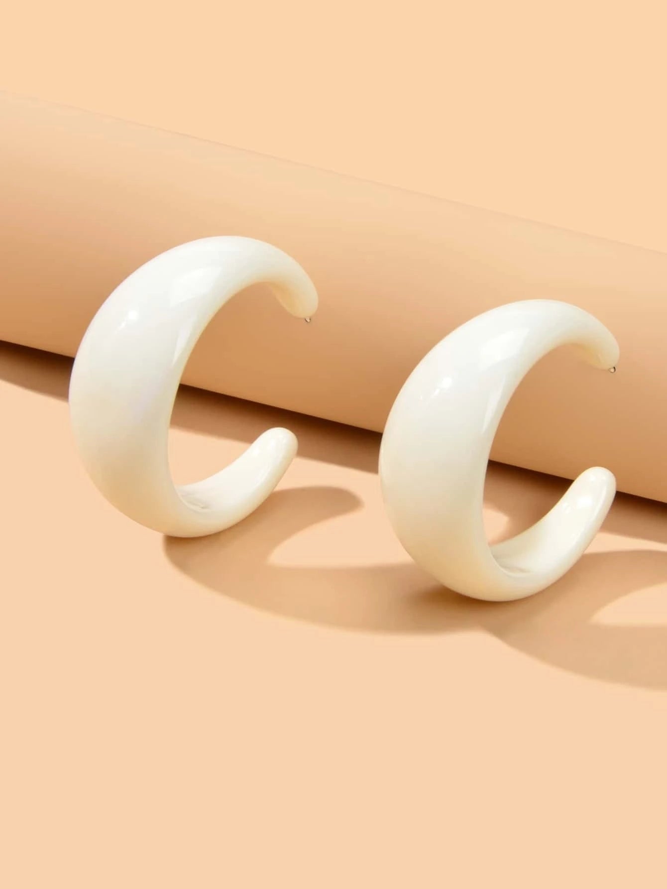 White resin hot sale hoop earrings