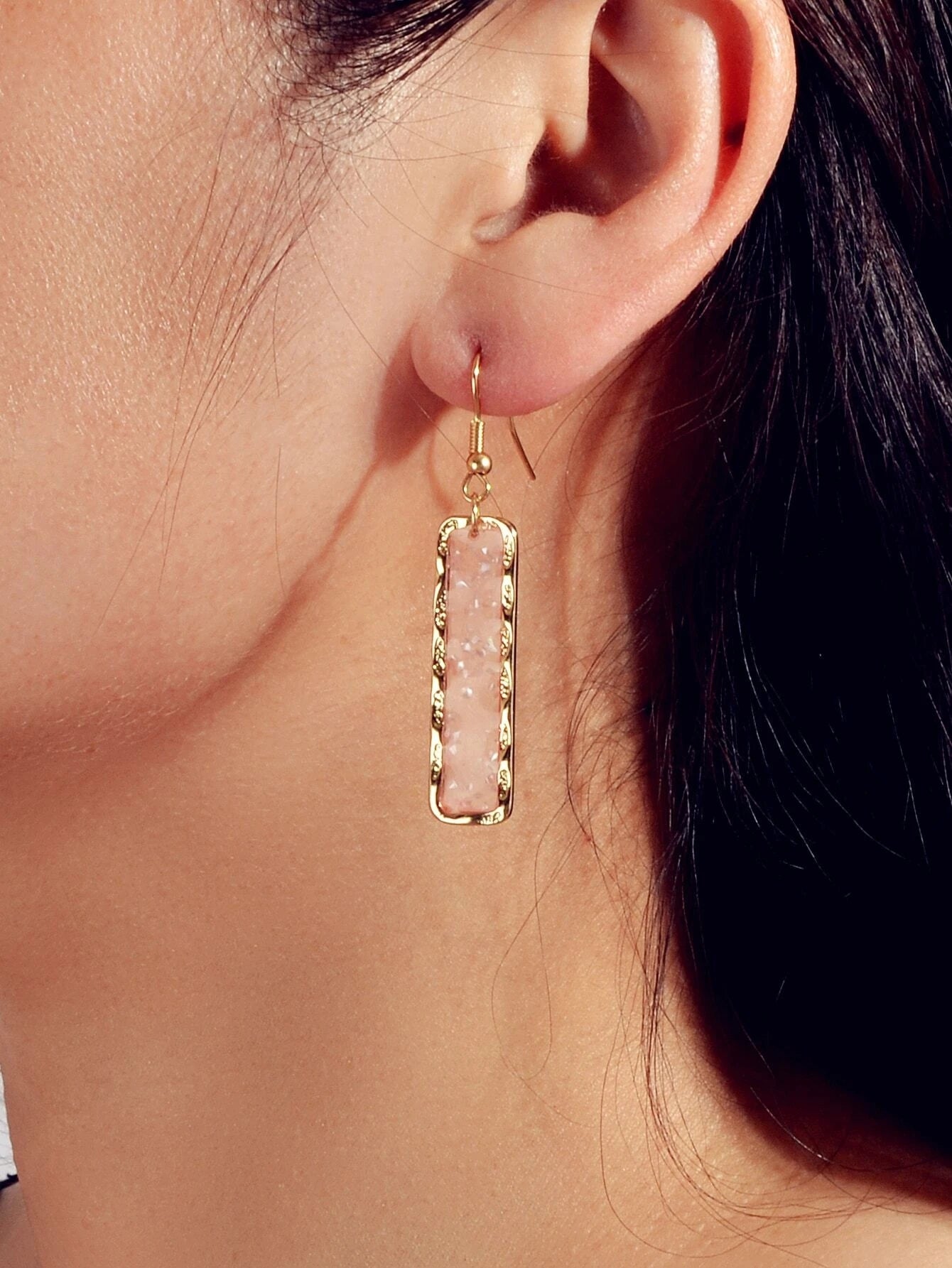 Fashion Jewellery Pink Acrylic Square Drop Earrings Wholesale Price Accessories