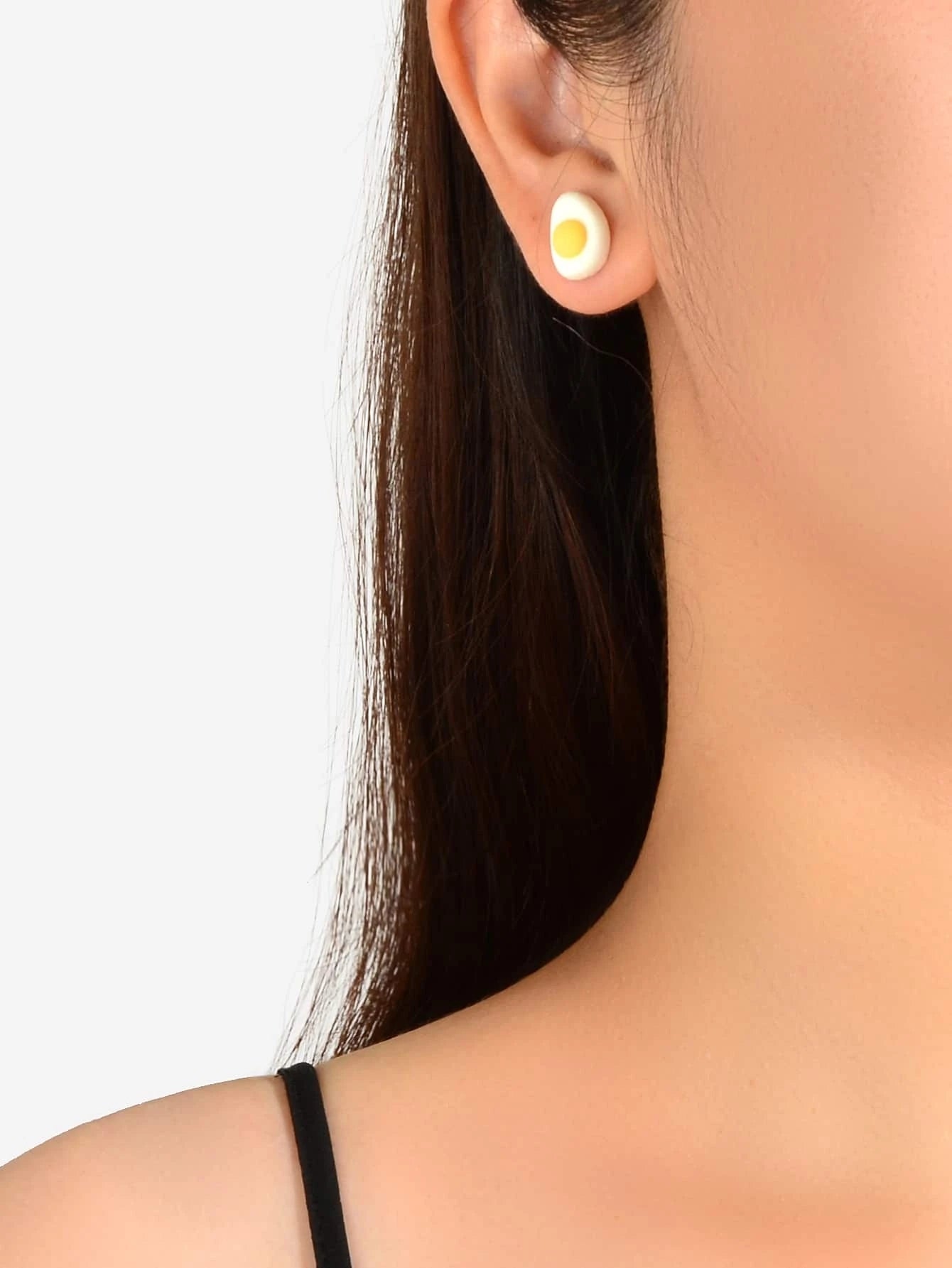 Cartoon Egg Cheese Stud Asymmetric Hypoallergenic Earrings Funny Gifts for Women