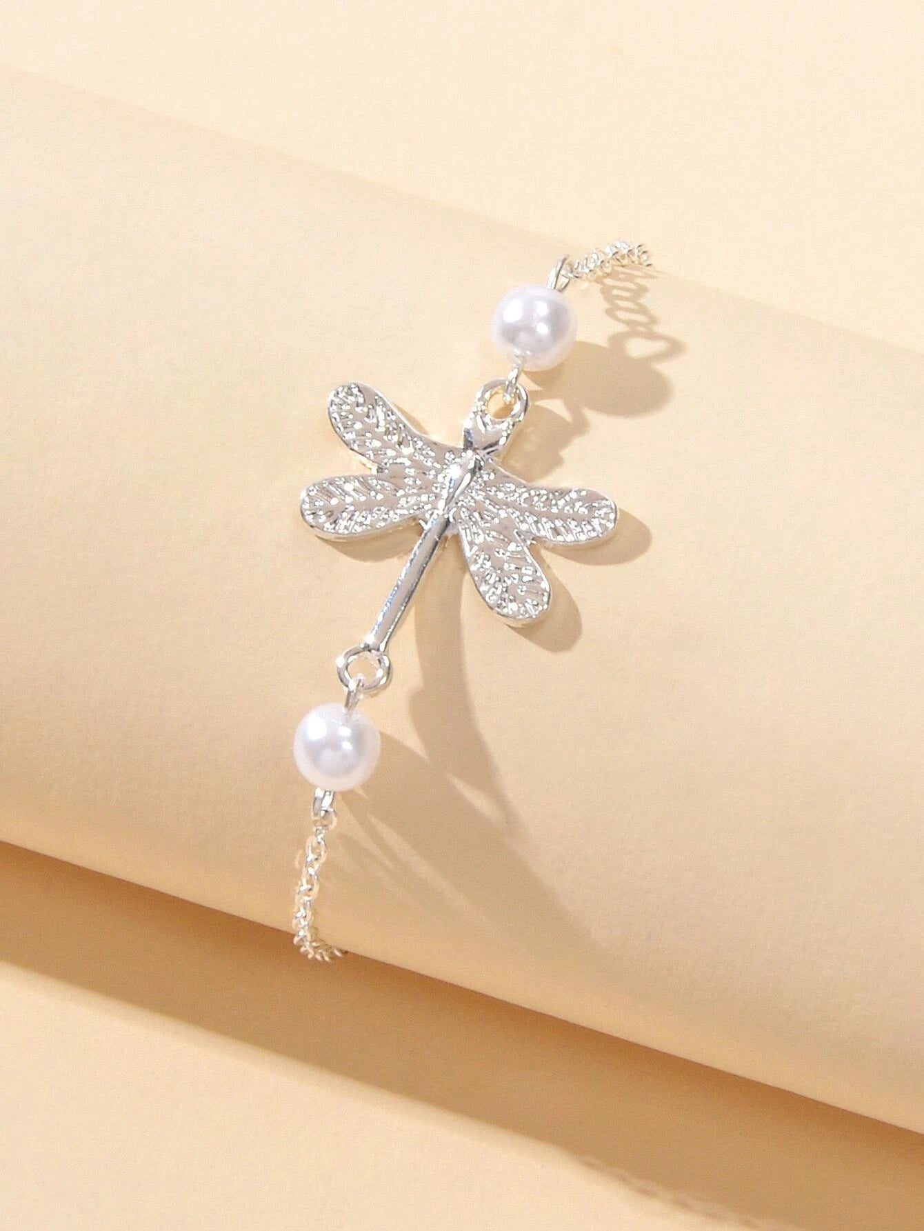 1pc Foot Beach Jewellery Pearl Silver Chain Dragonfly Anklet Bracelet Party Gift