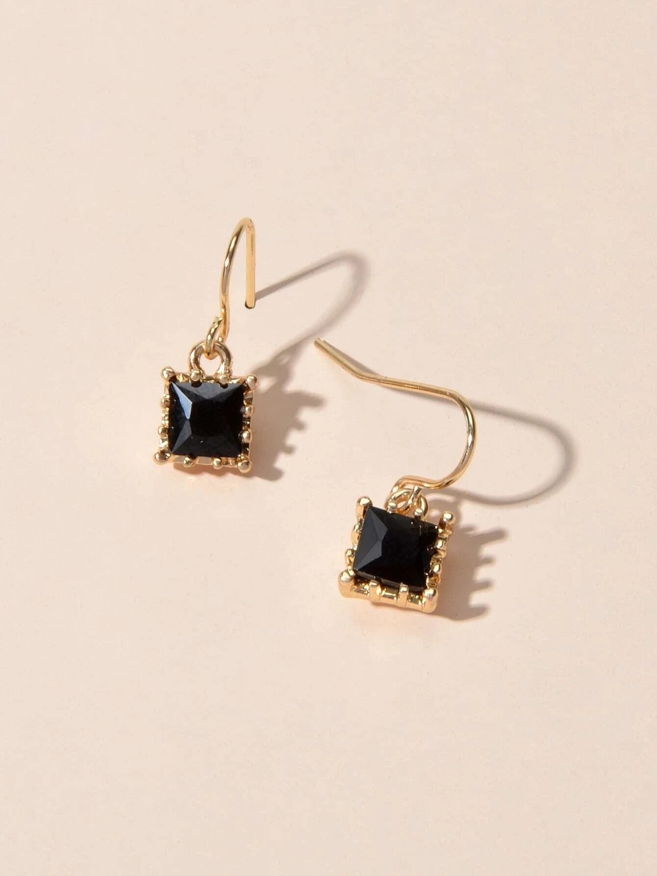 Dainty Black Acrylic Square Cute Drop Earrings Women Girls Teens Jewellery Gift