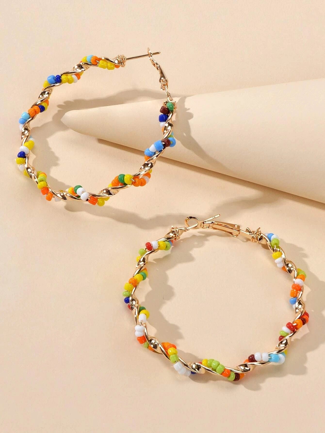 Bohemian Jewellery Seed Beads Decor Handmade Big Hoop Earrings Tribal Ethnic