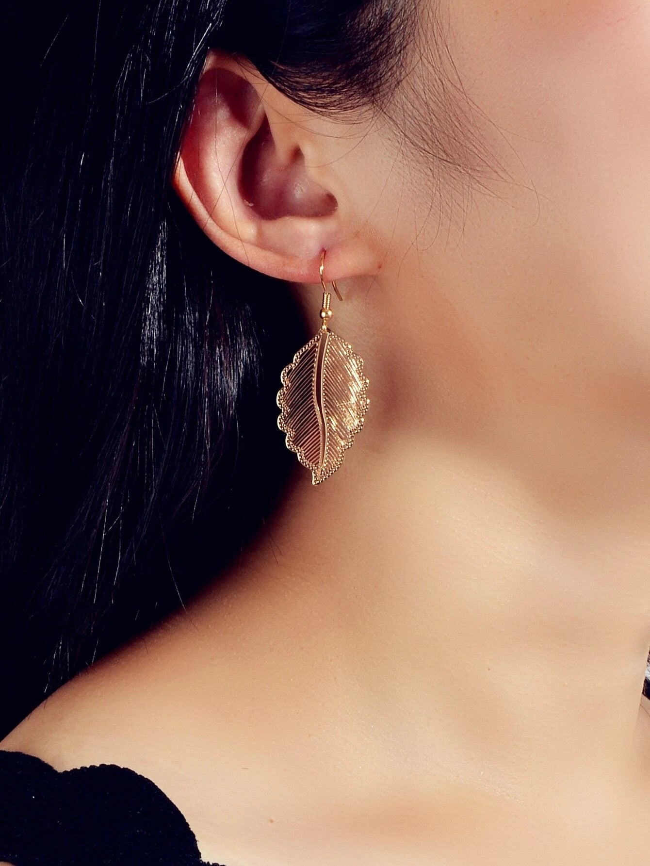 Hollow out Gold Tropical Leaf Drop Earrings Eardrop Accessories Dainty Jewellery