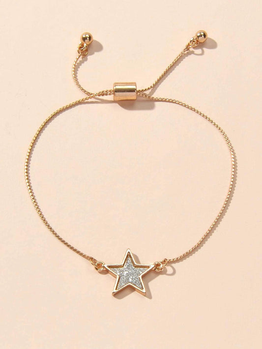 Gold Colour Chain Star Charm Adjustable Bracelet Girls Teens Accessories Jewelry