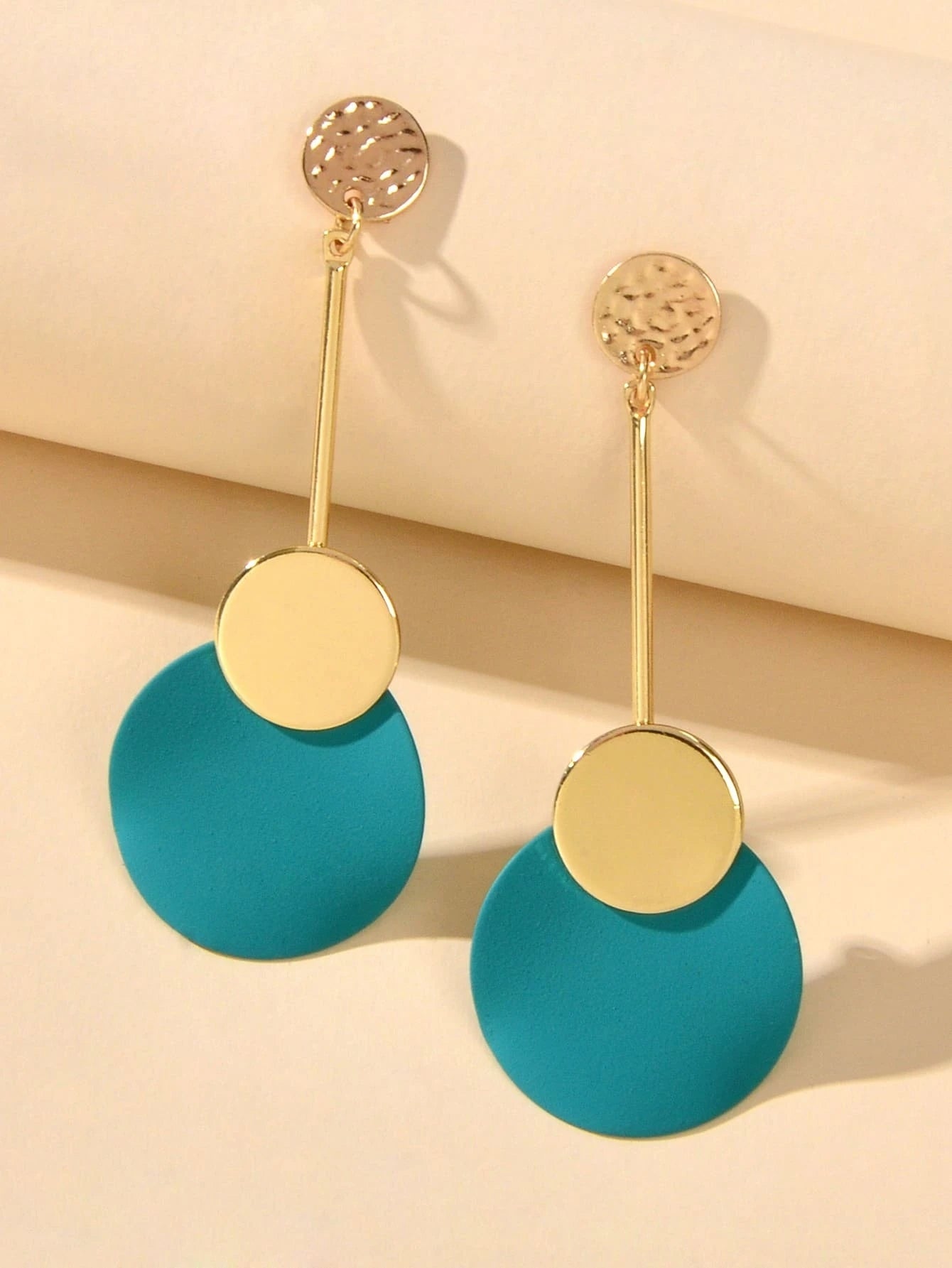 Gold Metal Red Green Geometric Chandelier Pendant Earrings for Women Teens Girls