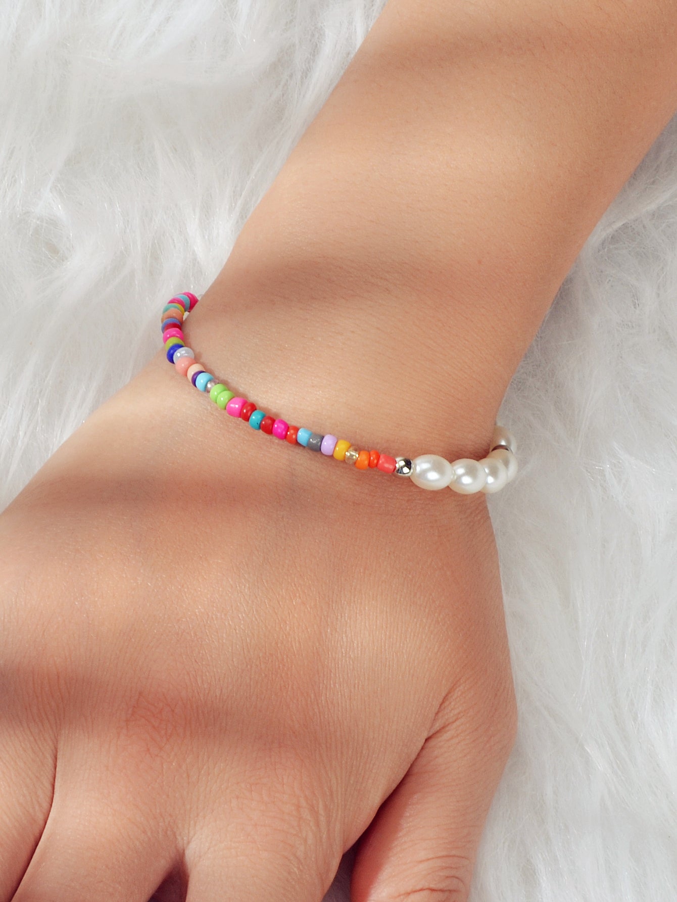 Colorful Bead Faux Pearl Handmade Bracelet Women Boho Chic Seed Beads Jewellery