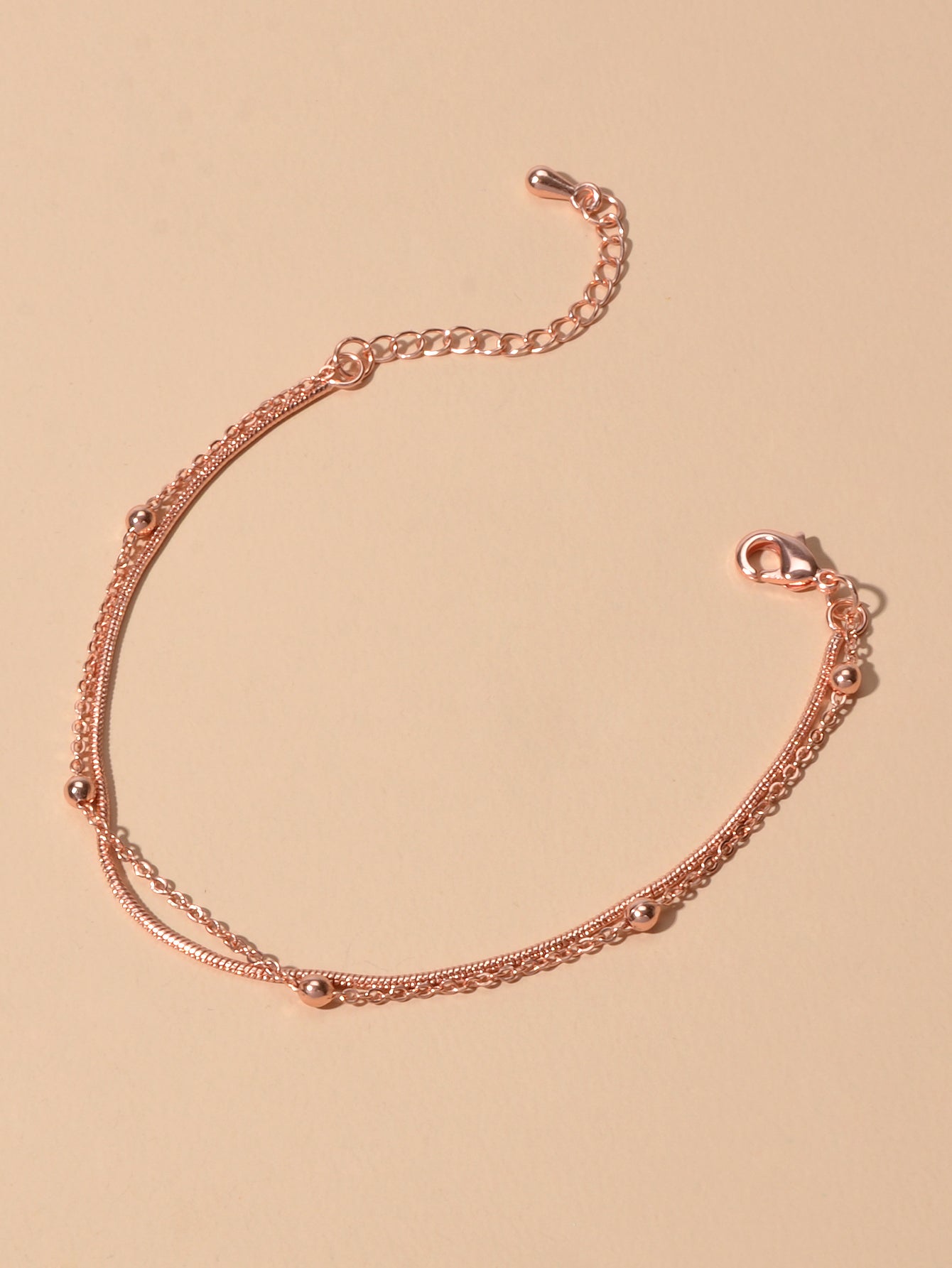 Fashion Accessories Rosegold Beads Double layer Chain Bracelet Classic Jewellery