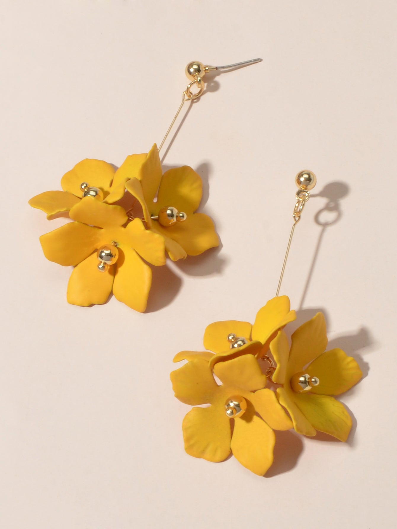 Female Jewelry Trendy Pink Yellow Flower Drop Dangle Pendant Earrings for Women