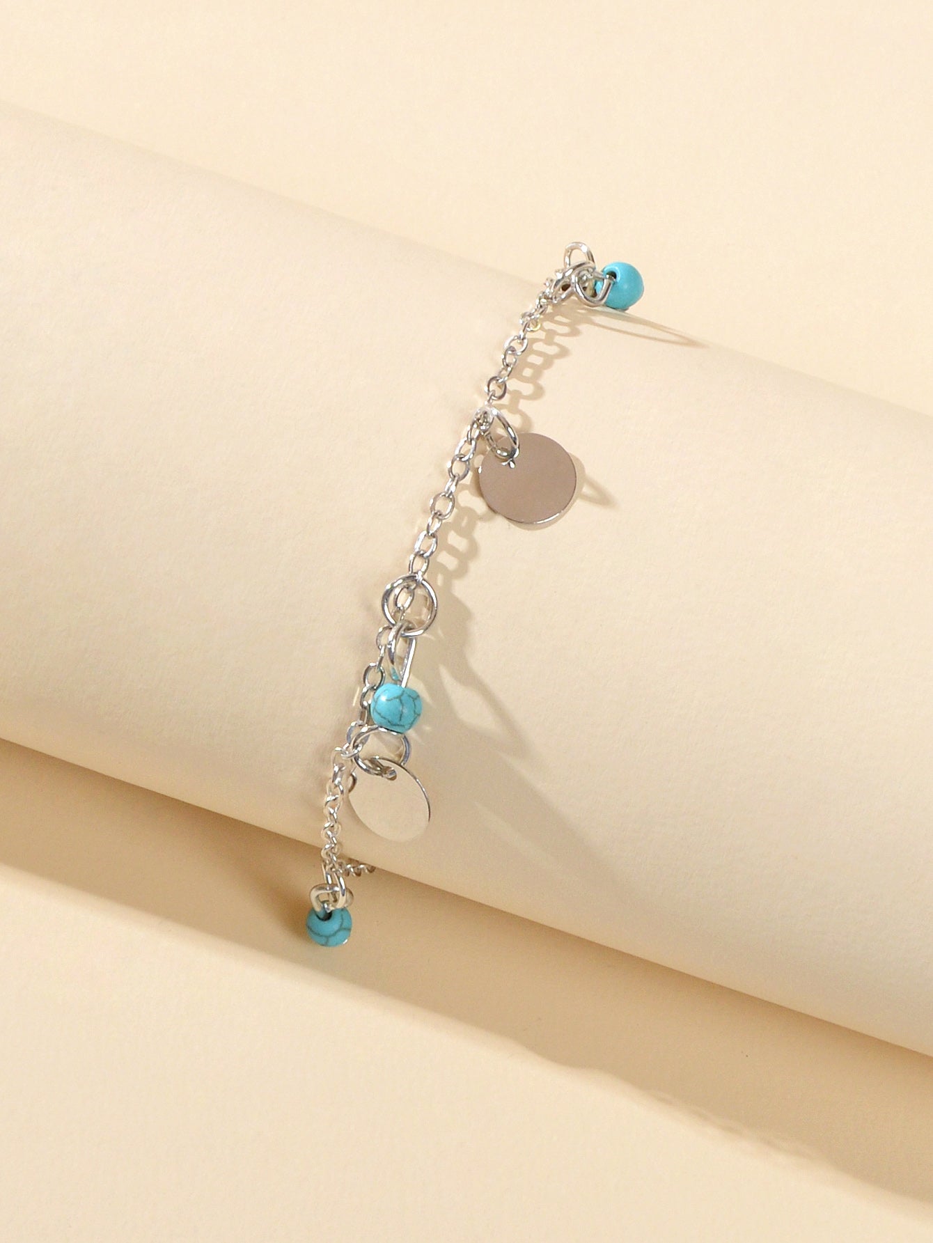 1pc Foot Beach Jewellery Silver Chain Disc Turquoise Charm Women Anklet Bracelet