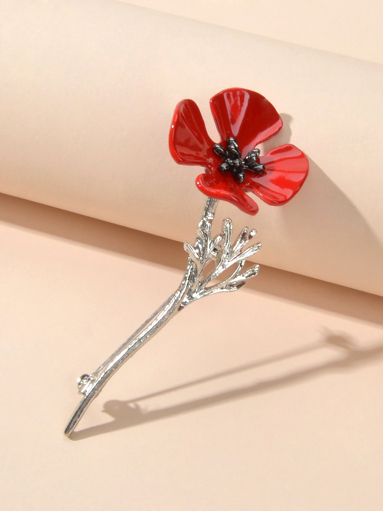 Elegant Jewellery Gold Silver Plated Branch Red Flower Bouquet Brooch Lapel Pin