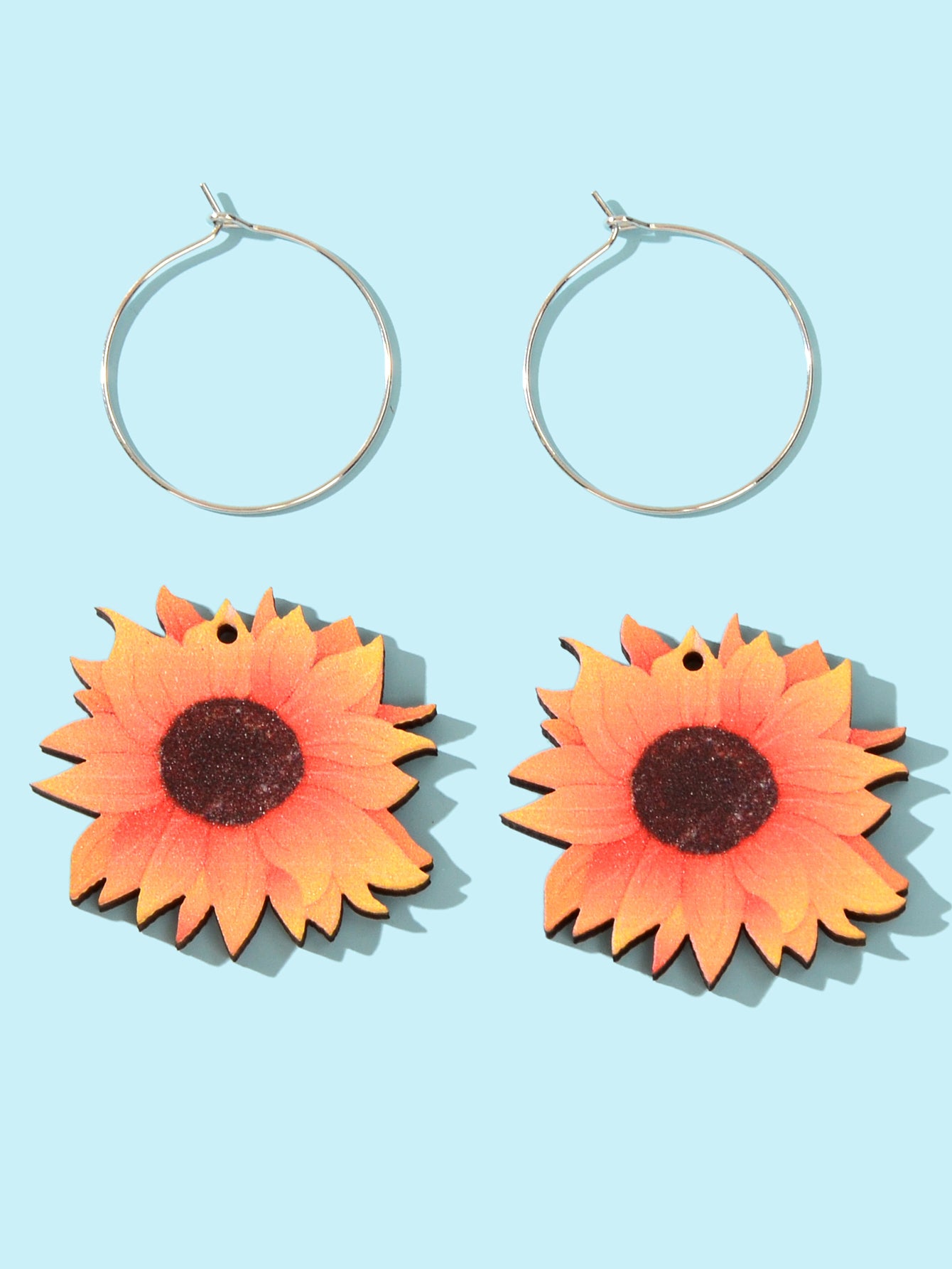 Colourful Sunflower Earrings Bohemian Summer Trendy Wooden Daisy Flower Jewelry