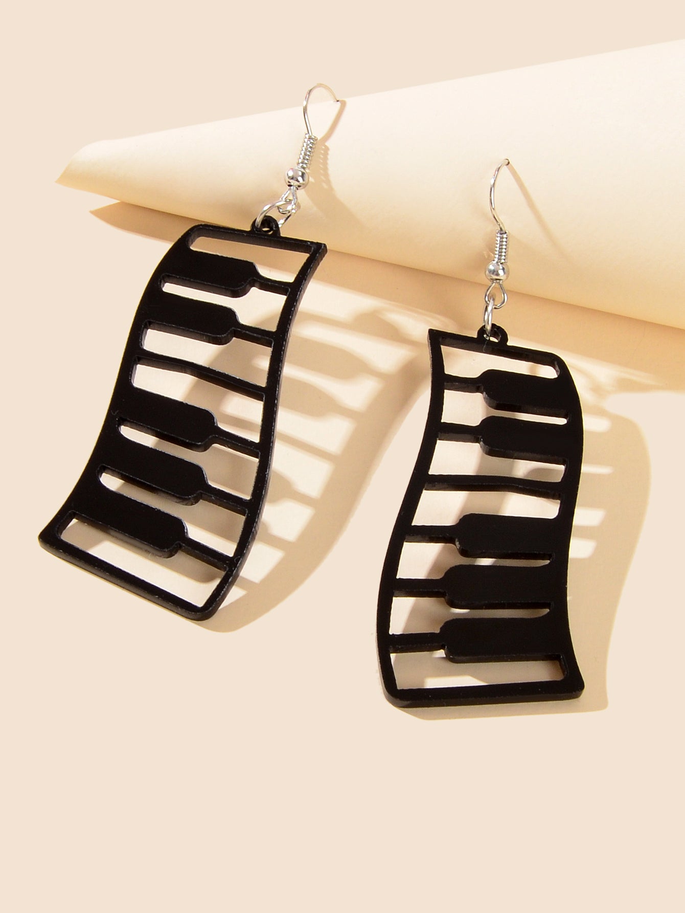 Designer Jewellery Black Resin Piano Keyboard Drop Dangle Statement Earrings