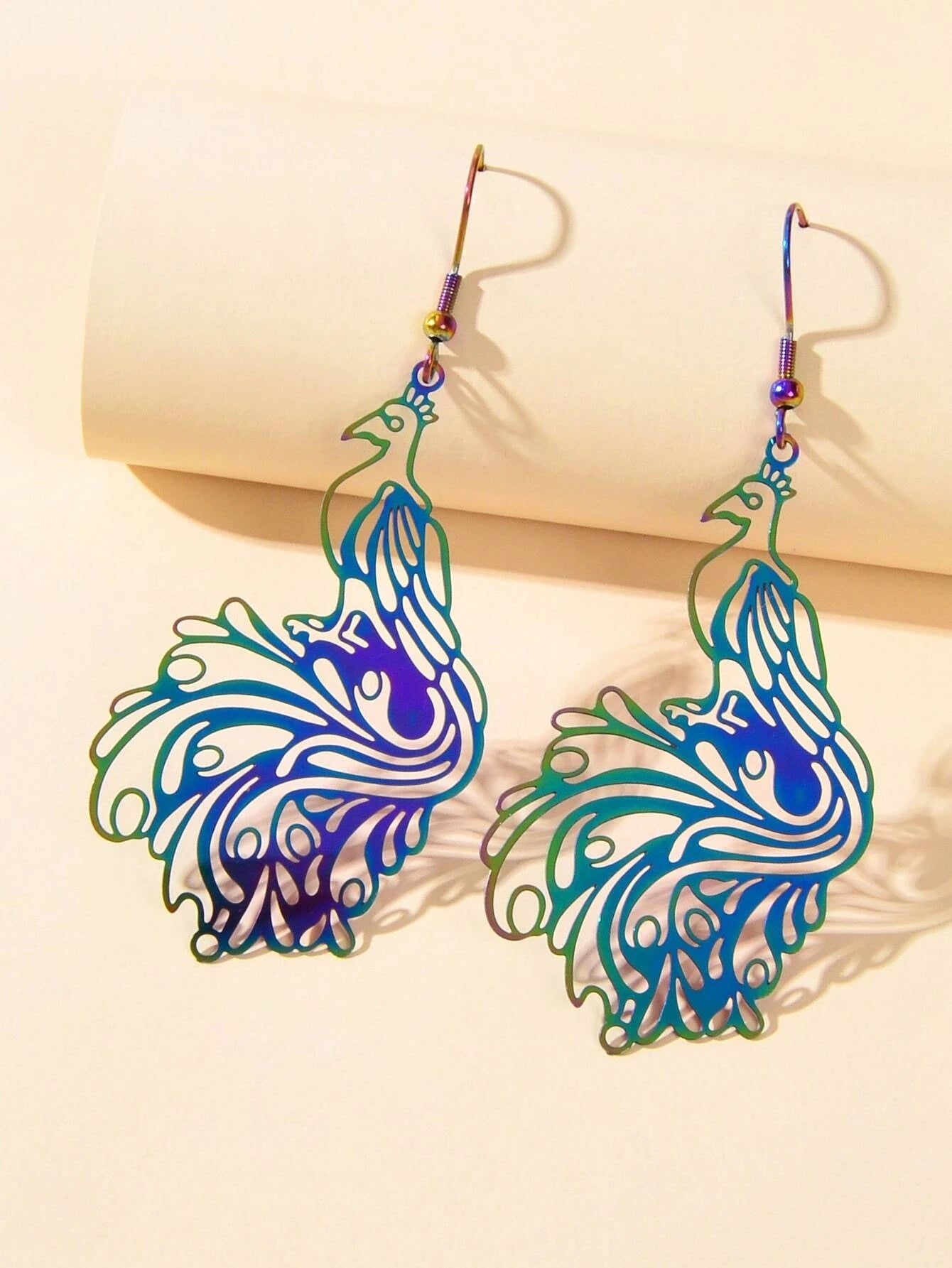 AU Stock Women Hollow out Colorful Peacock Drop Dangle Big Earrings Jewellery