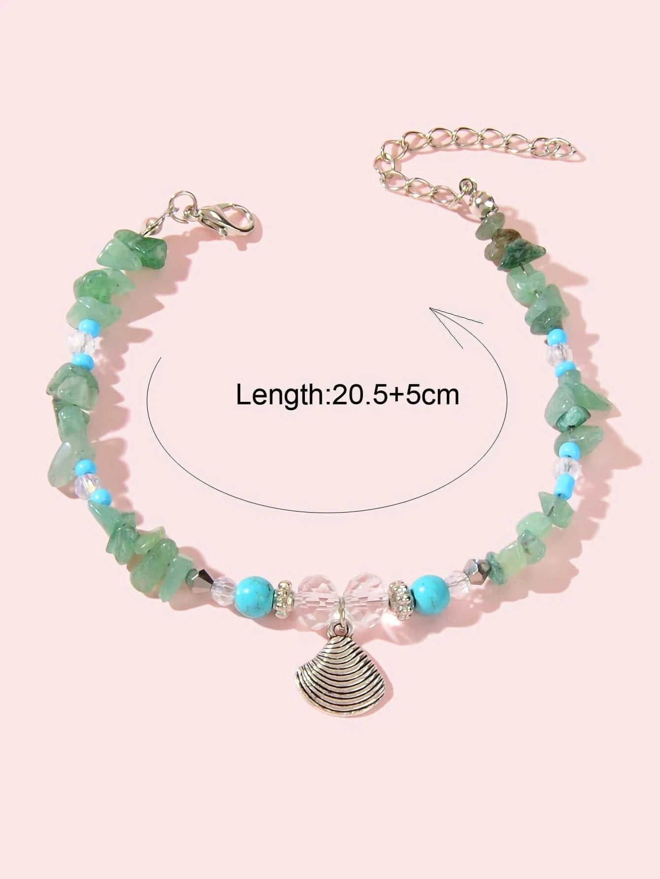 Handmade Green Stone Shell Anklet 1pc Barefoot Sandals Ankle Foot Beach Jewelry