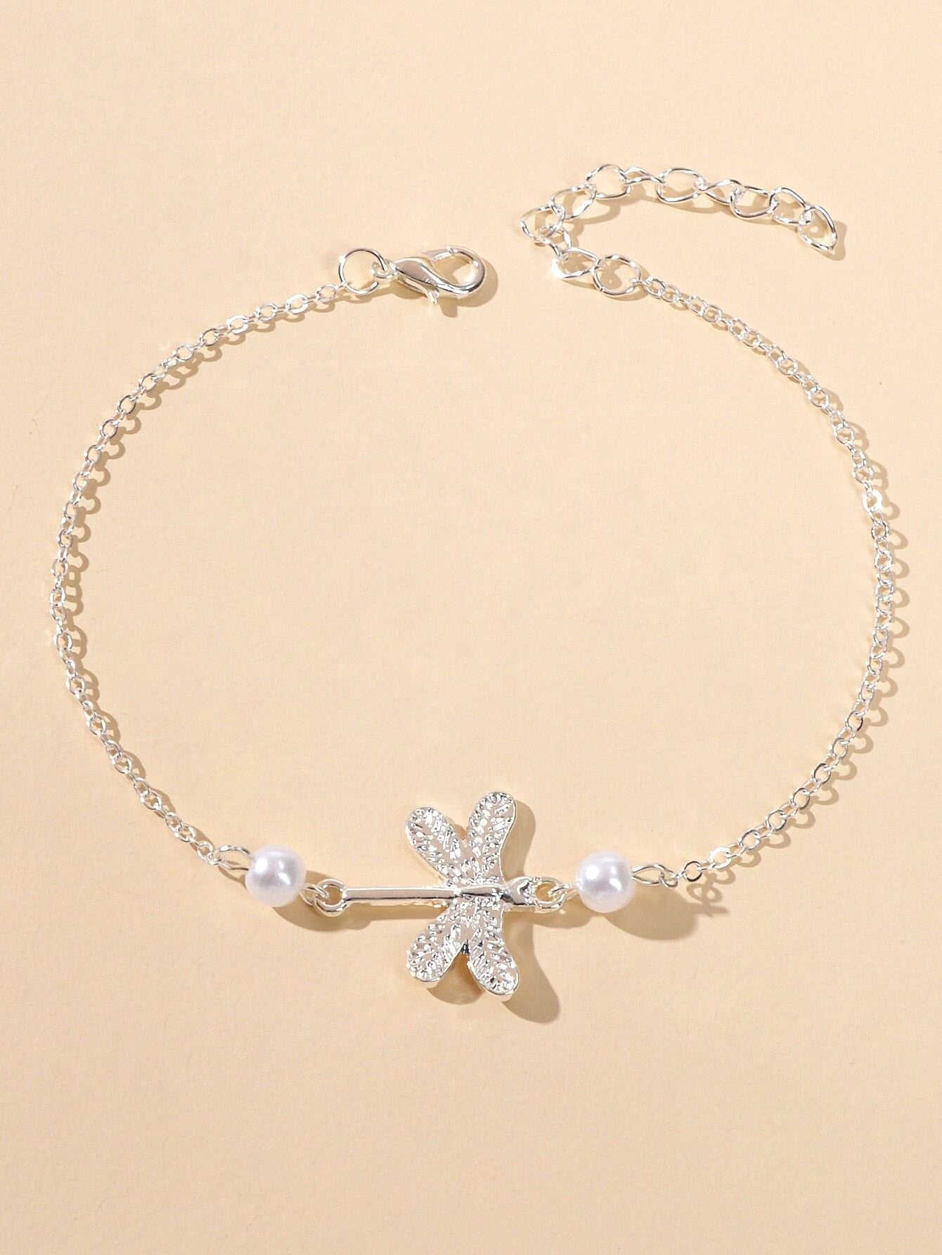 1pc Foot Beach Jewellery Pearl Silver Chain Dragonfly Anklet Bracelet Party Gift