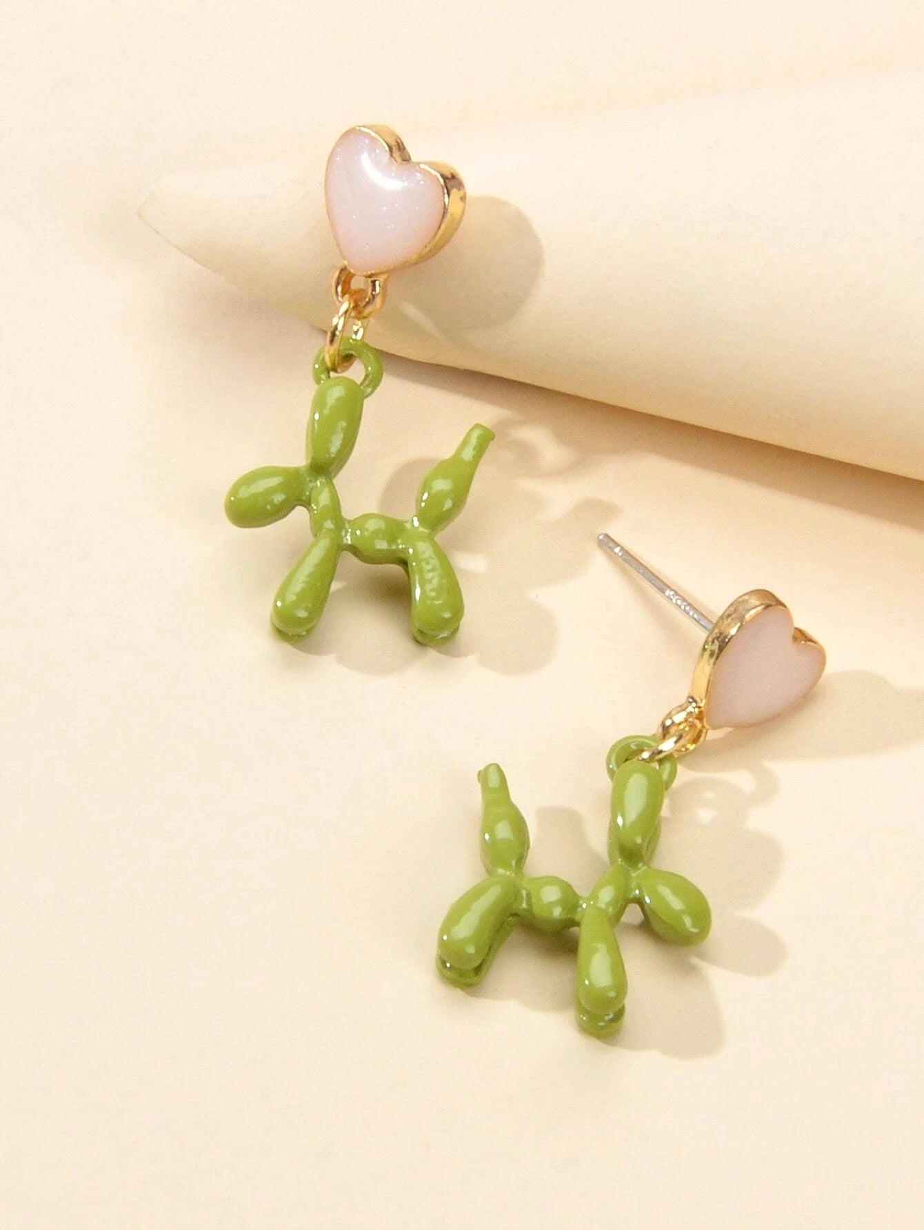 Lovely Jewellery Heart Green Dog Dangle Earrings Wholesale Price Cartoons Gift