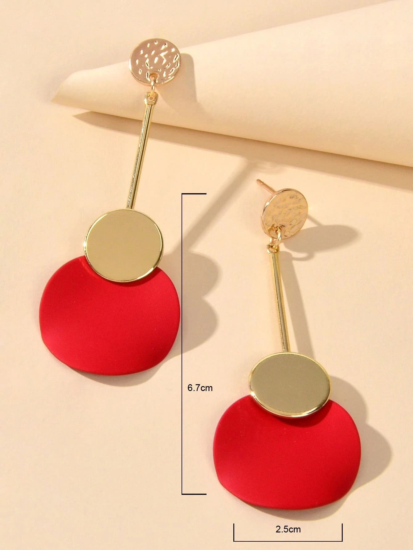 Gold Metal Red Green Geometric Chandelier Pendant Earrings for Women Teens Girls