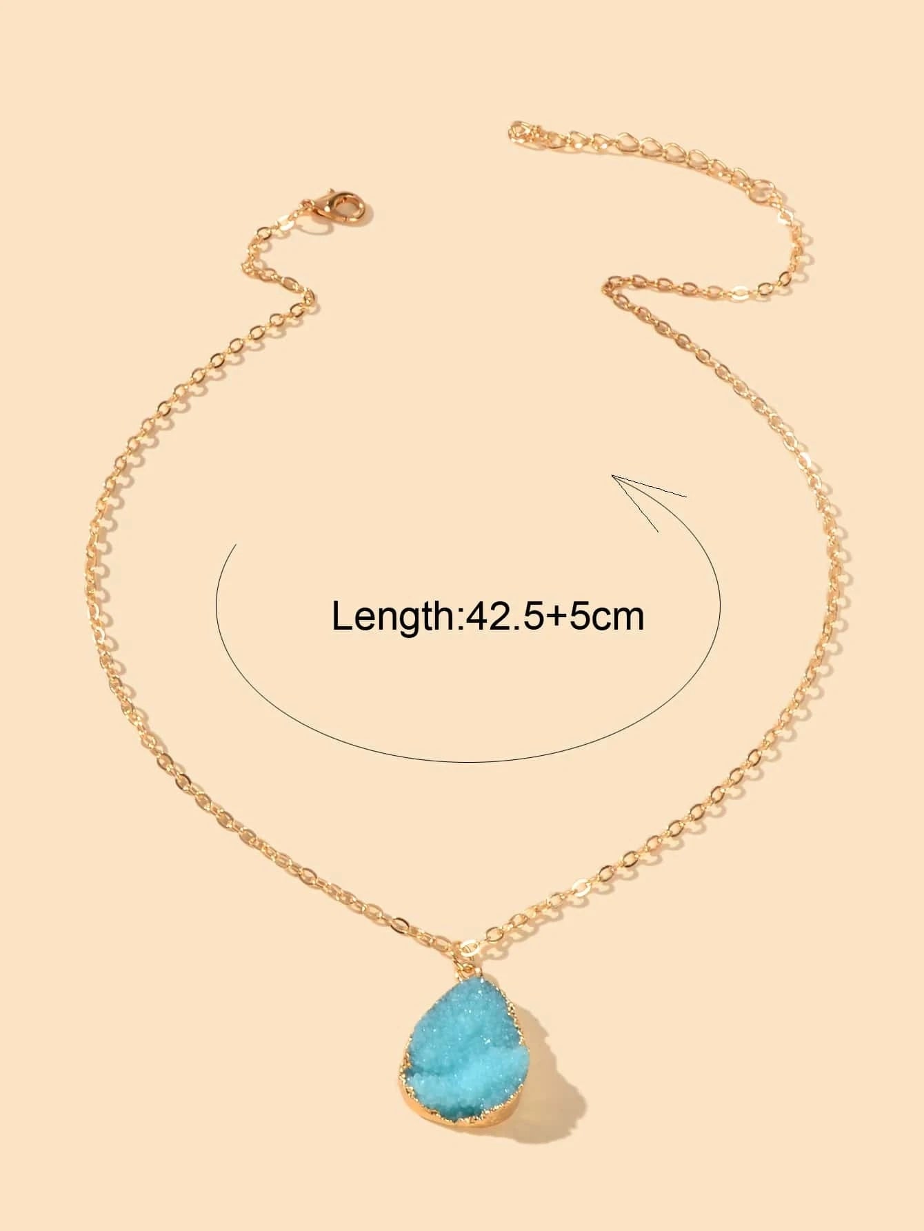 Boho Chic Gold Chain Colorful Stone Resin Water Drop Pendant Ethnic Necklace