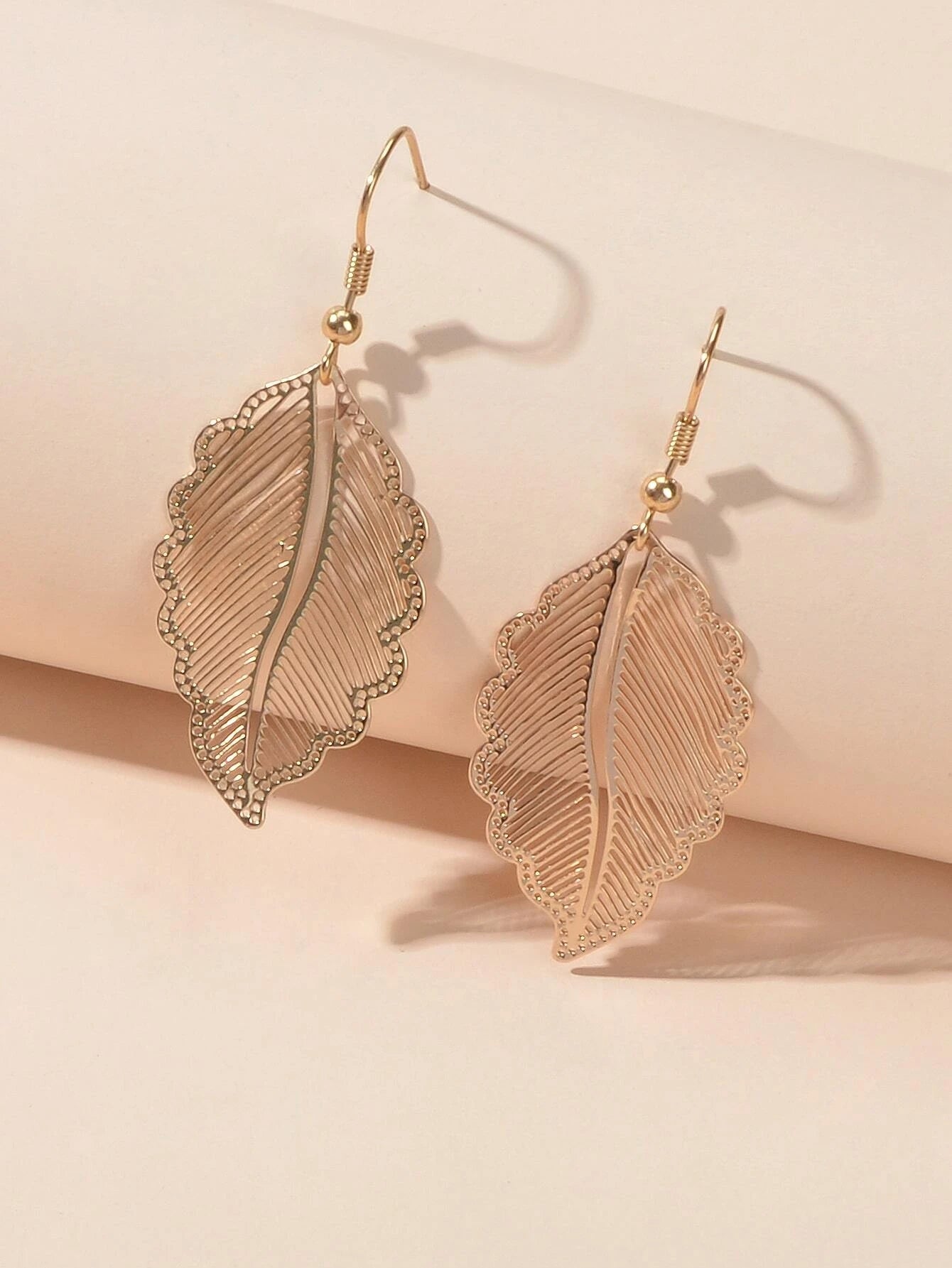 Hollow out Gold Tropical Leaf Drop Earrings Eardrop Accessories Dainty Jewellery