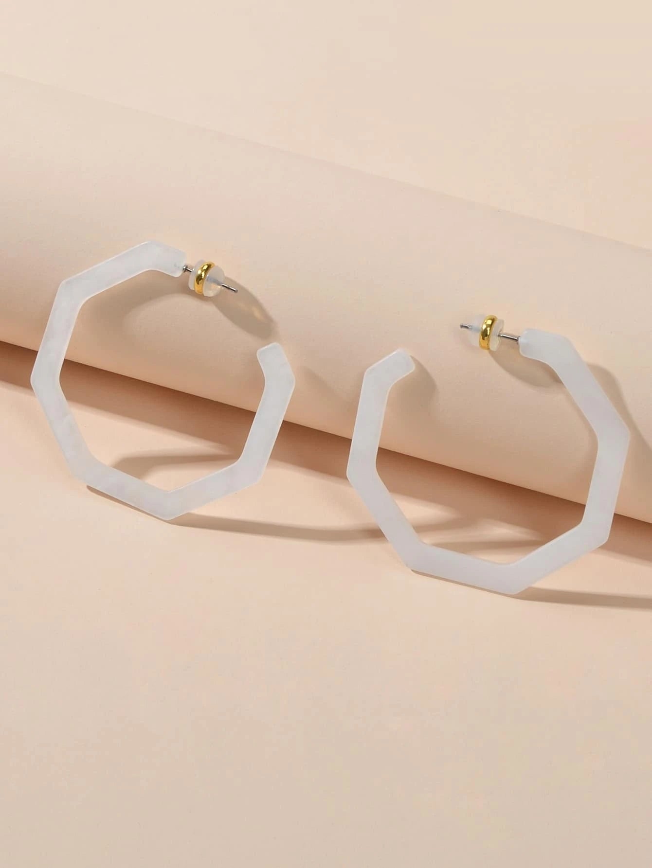 White Acrylic Geometric Hoop Earrings Stunning Jewellery Teen Party Accessories