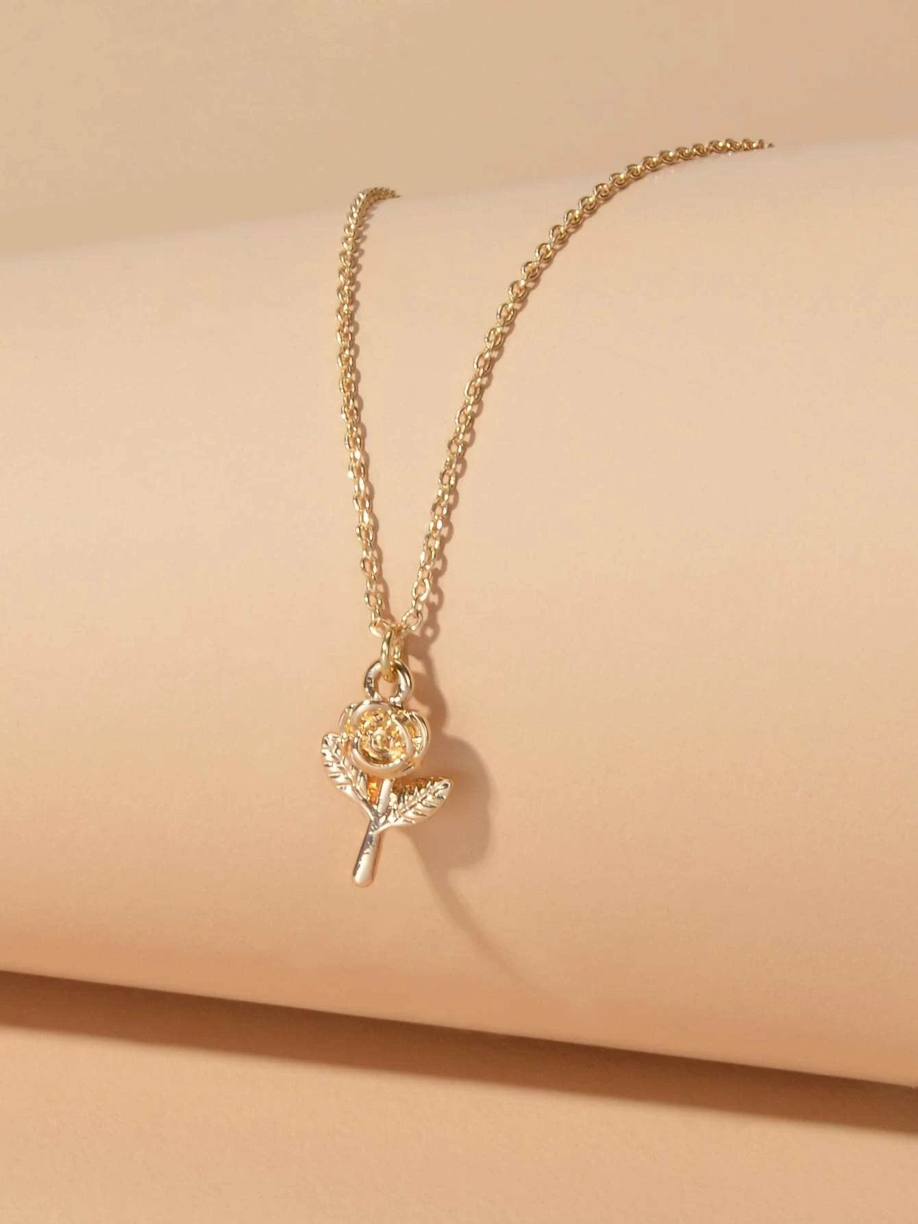 AU Stock Jewellery Gold Chain Rose Flower Charm Necklace Teens Women Lover Gift