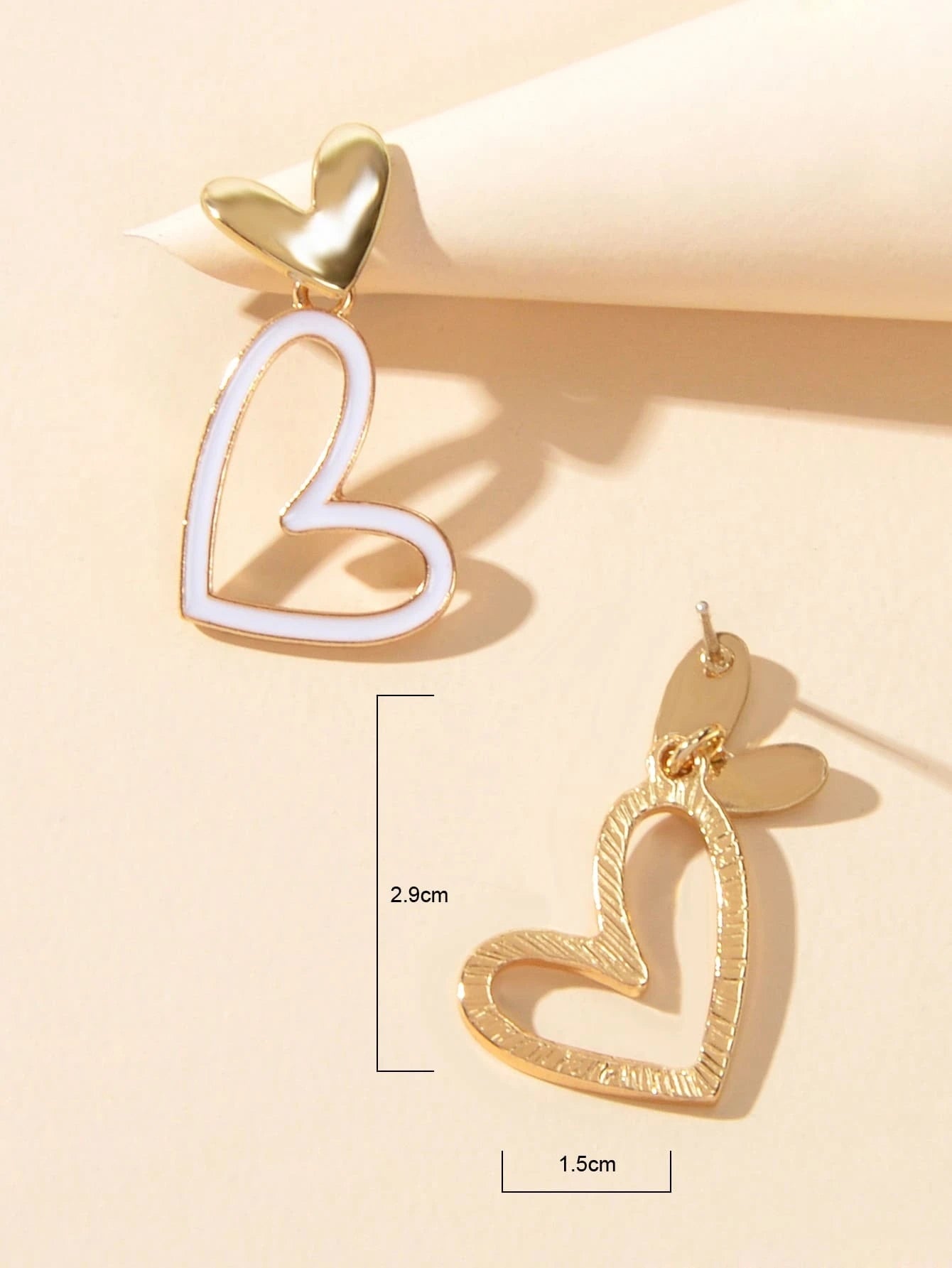 White Enamel Heart Drop Hypoallergenic Stud Earrings Dainty Gift for Women Girls