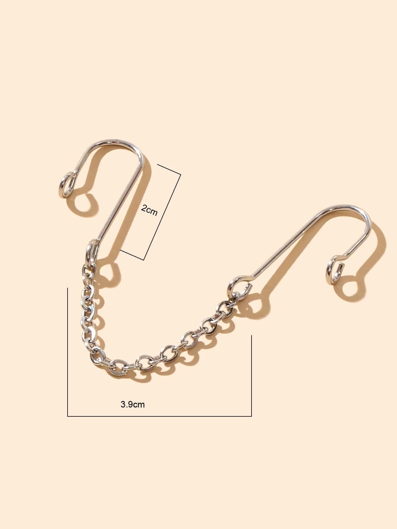 1pc Geometric Chain Link Punk Fake Nose Ring Lip Nose Body Piercing Jewellery