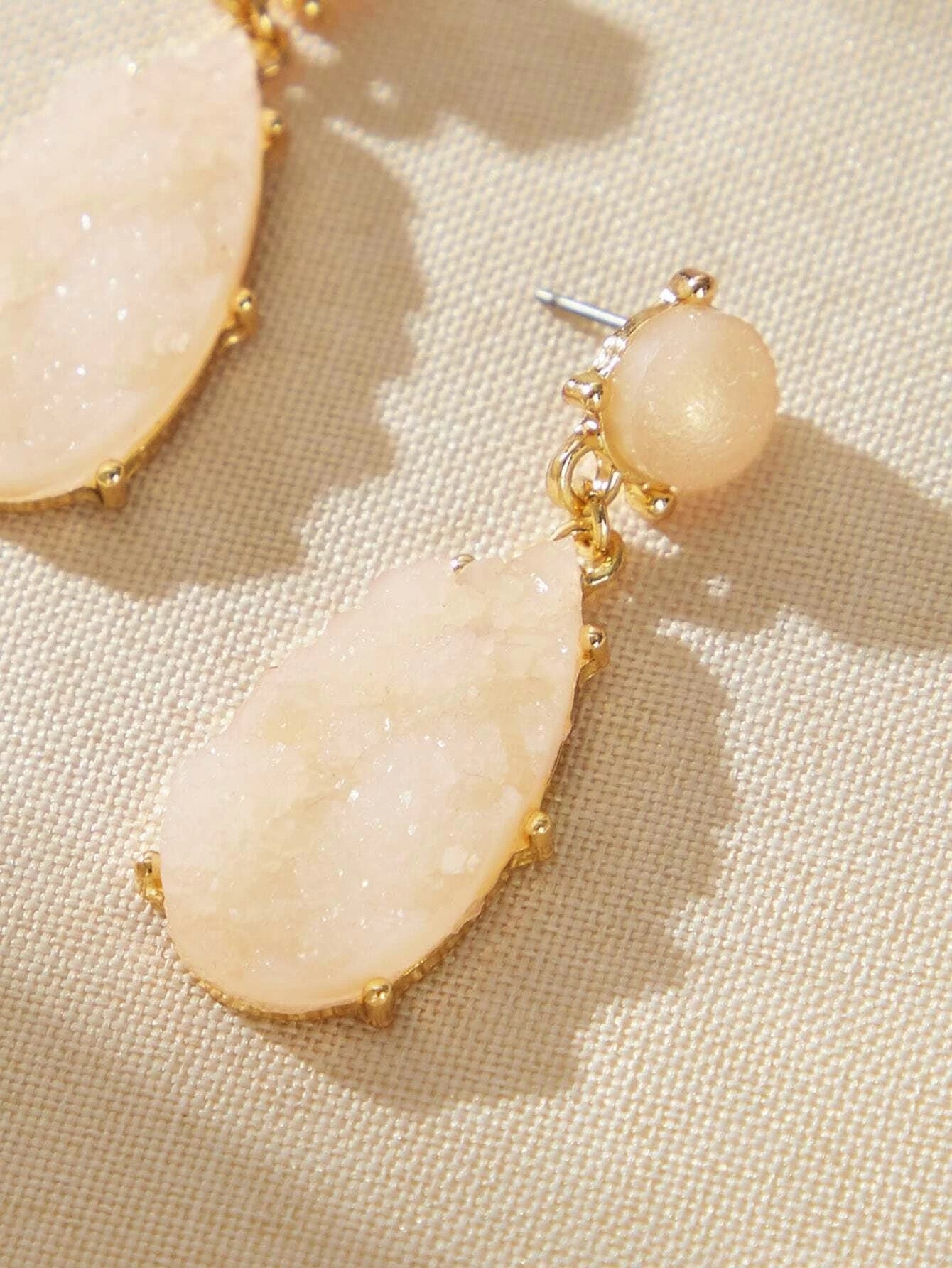 Dainty Champagne Stone Water Drop Earrings Women Girls Teens Stud Jewellery Gift