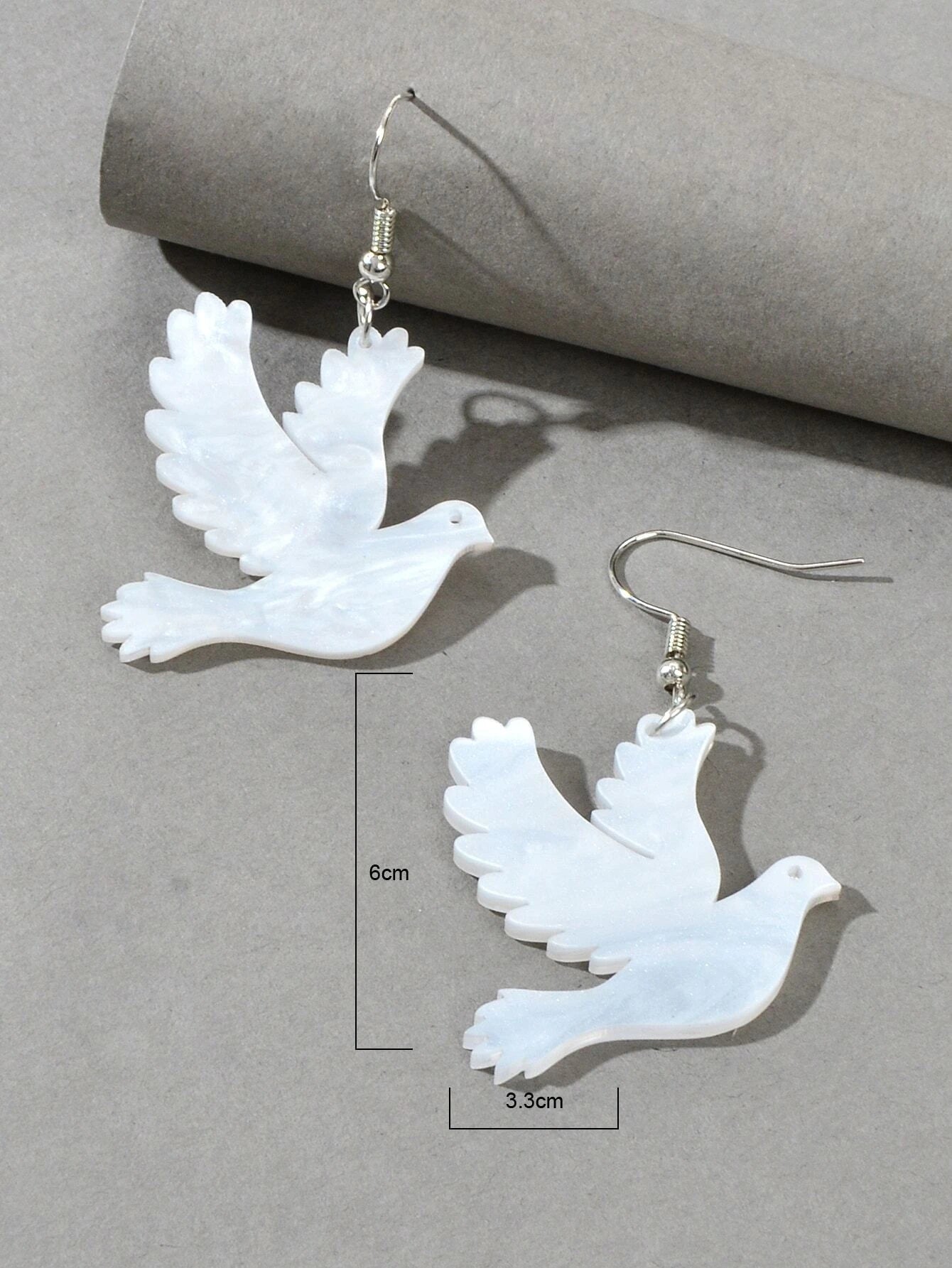 Women Jewellery Big White Bird Pigeon Dove Drop Dangle Earrings Accessories Gift