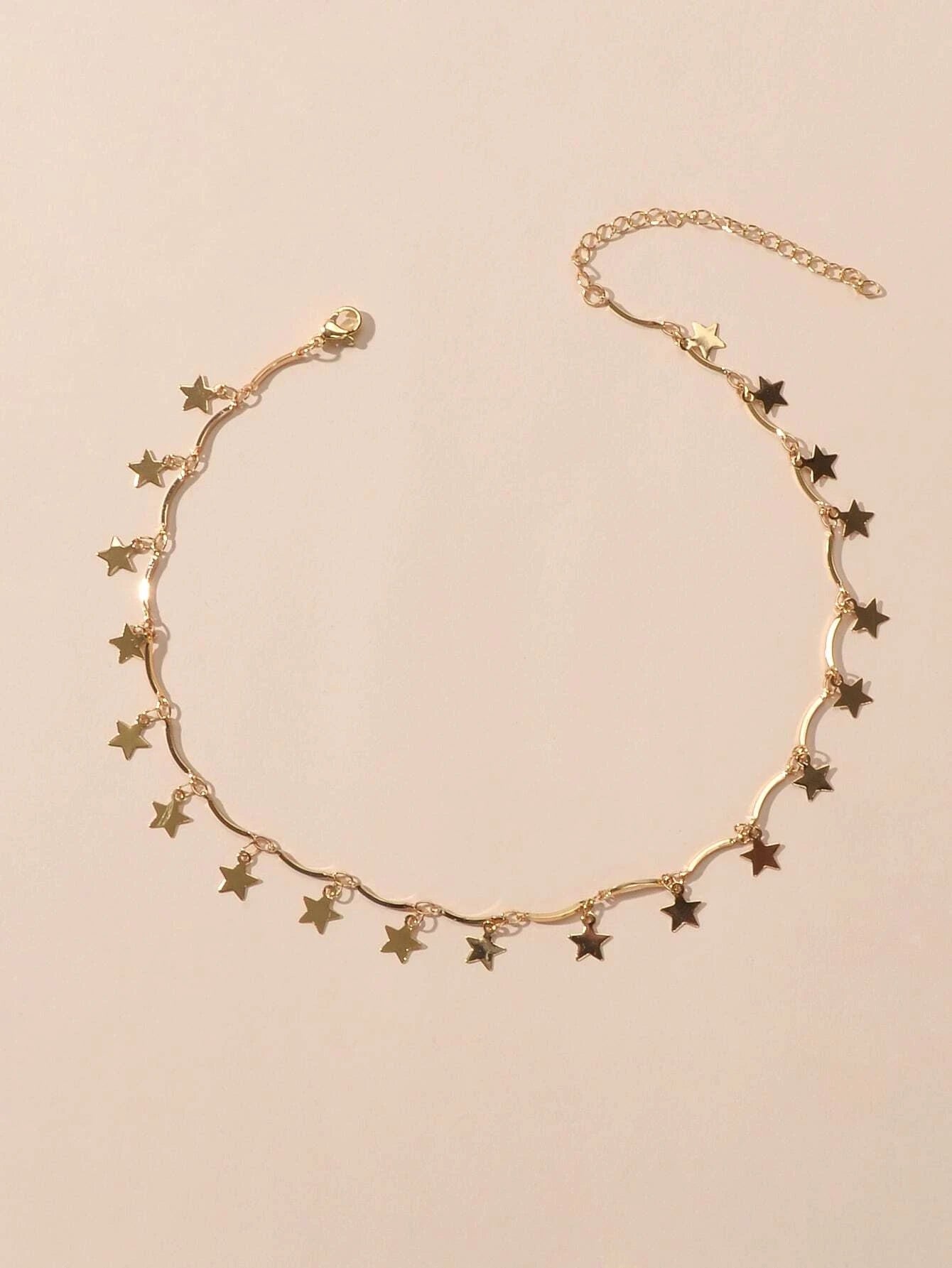 Jewellery set Fashion Gold Stars Charm Statement Necklace Triangle Stud Earrings