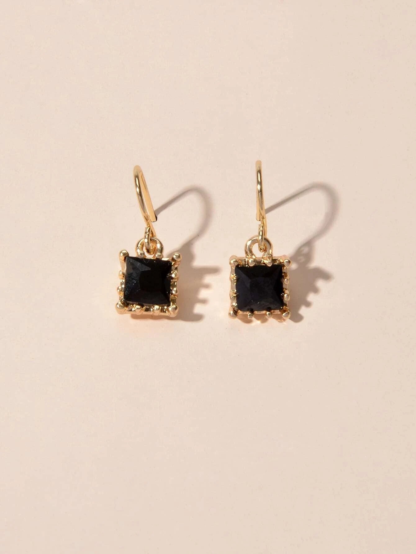 Dainty Black Acrylic Square Cute Drop Earrings Women Girls Teens Jewellery Gift