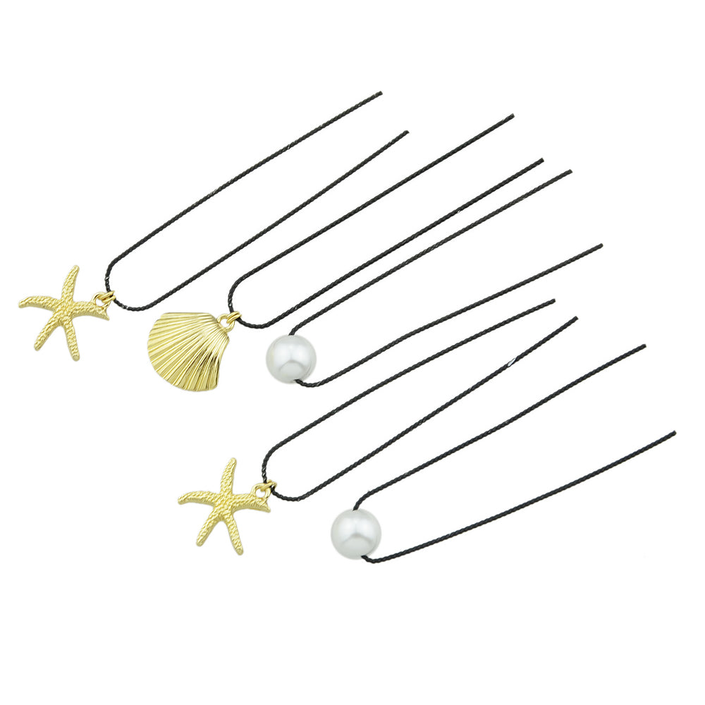 5pcs Hair Pins with Starfish Shell Pearl Charm Hair Sticks Hair Accessories Gift