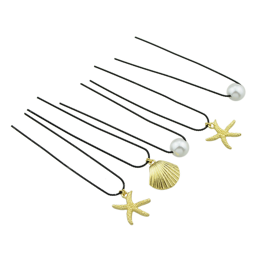 5pcs Hair Pins with Starfish Shell Pearl Charm Hair Sticks Hair Accessories Gift