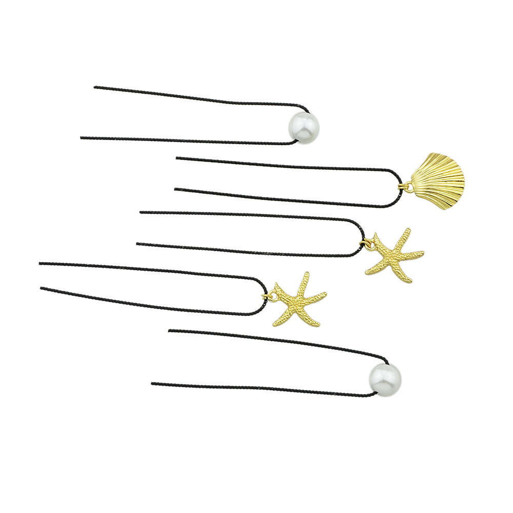 5pcs Hair Pins with Starfish Shell Pearl Charm Hair Sticks Hair Accessories Gift