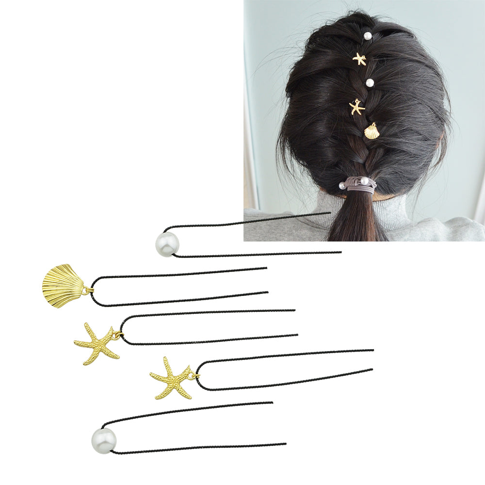 5pcs Hair Pins with Starfish Shell Pearl Charm Hair Sticks Hair Accessories Gift