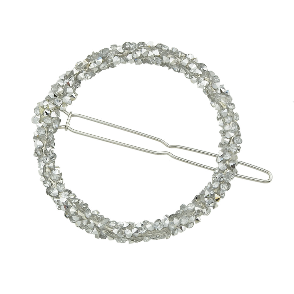 AU Local Hair Accessories Silver Pink Rhinestone Circle Hair Clip for Women Girl