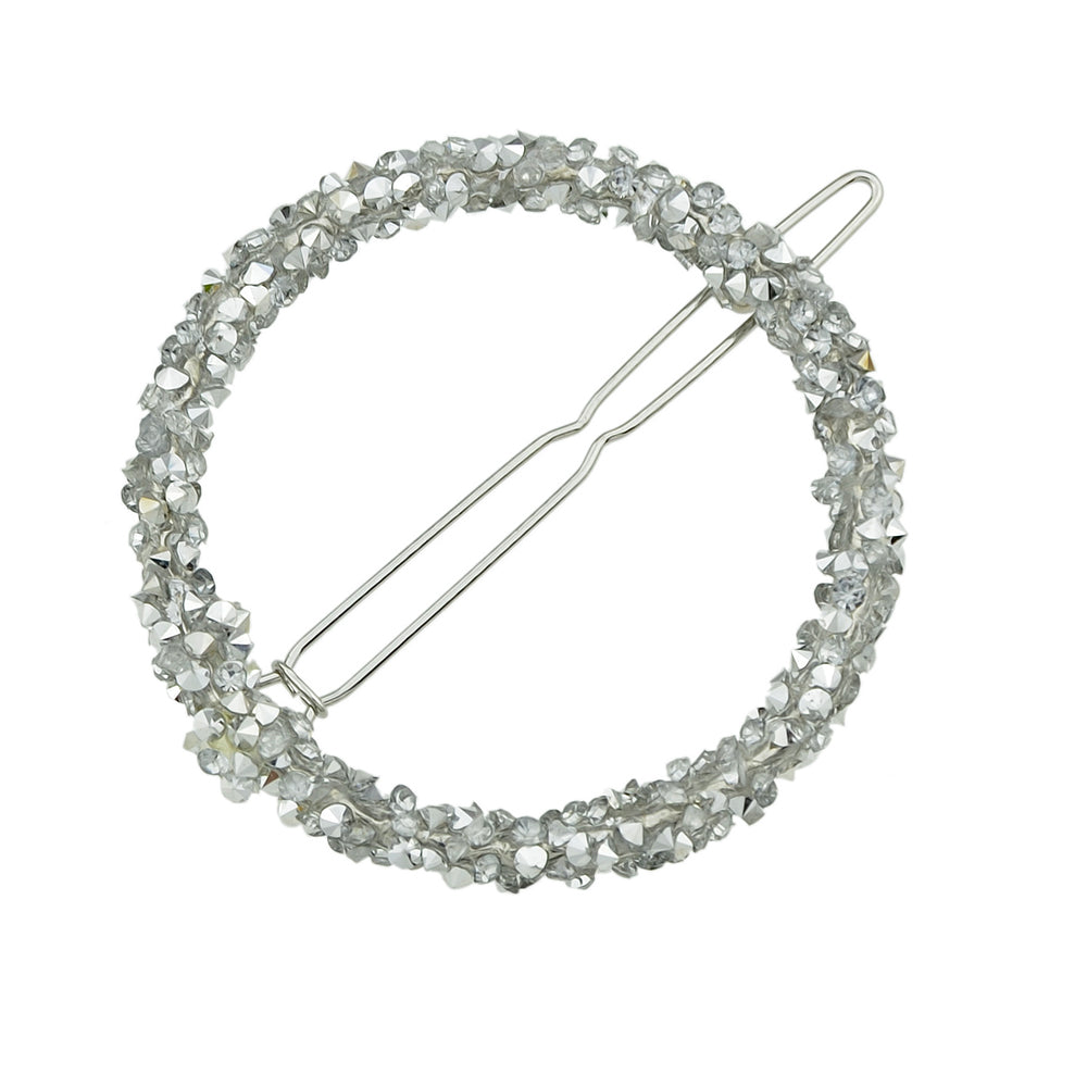 AU Local Hair Accessories Silver Pink Rhinestone Circle Hair Clip for Women Girl