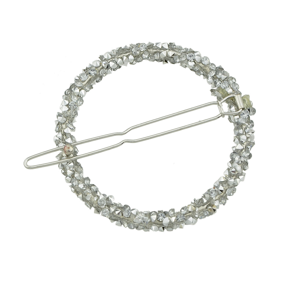 AU Local Hair Accessories Silver Pink Rhinestone Circle Hair Clip for Women Girl